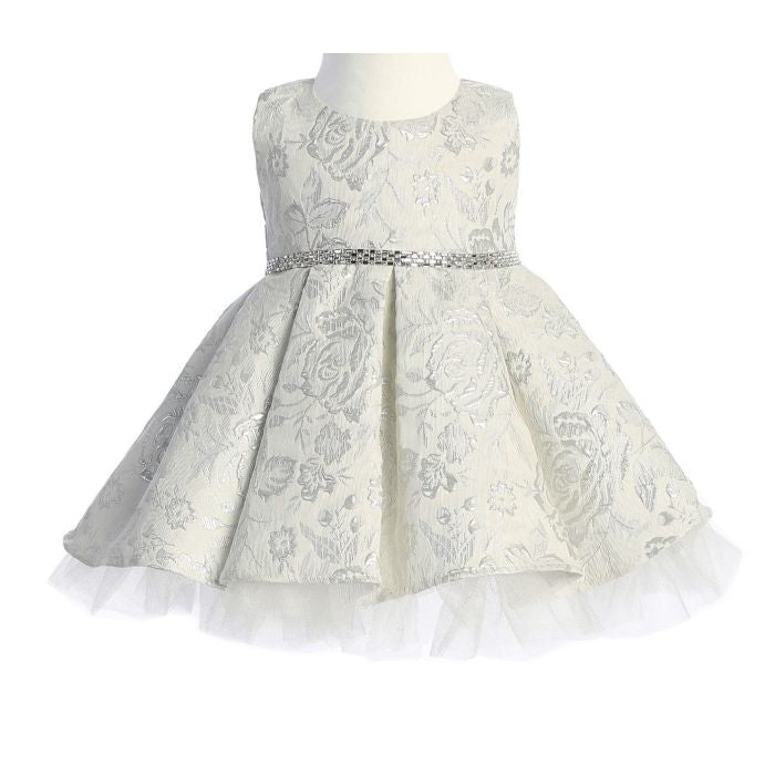 Adelina Metallic Floral Pleated Jacquard Toddler Dress