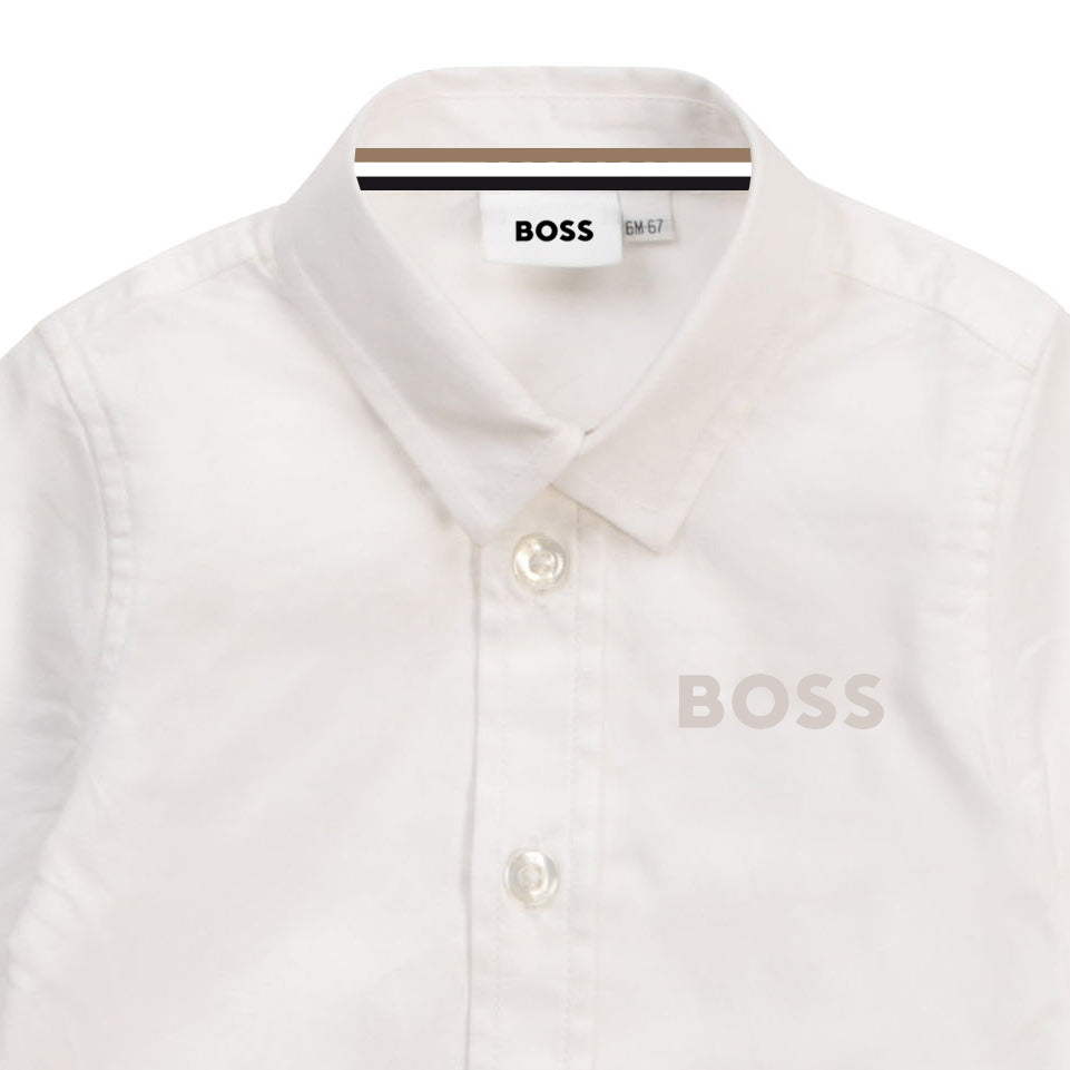 BOSS WHITE TODDLER LONG SLEEVE SHIRT