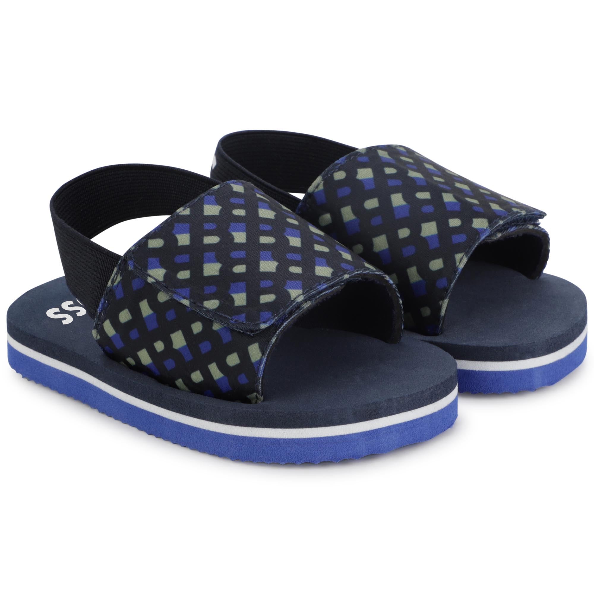 BOSS TODDLER MONOGRAM AQUA SLIDES