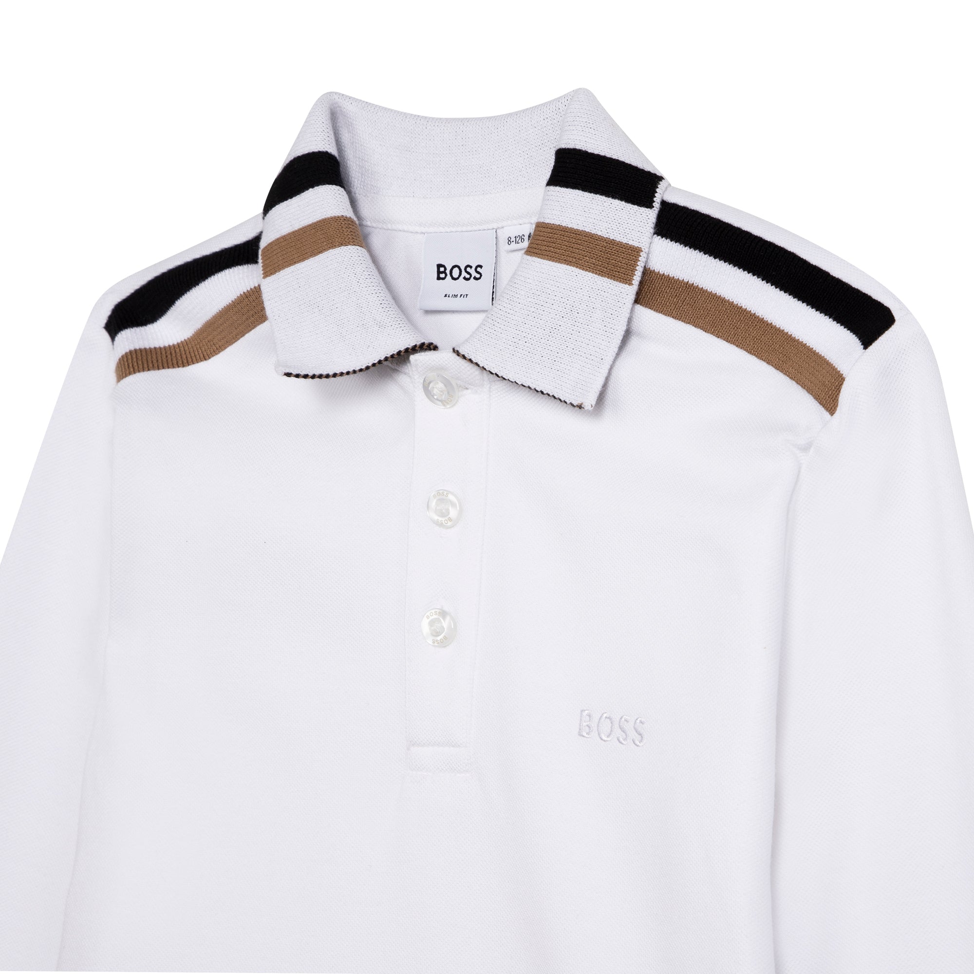 BOSS COTTON EALASTANE PIQUÉ LONG SLEEVE POLO