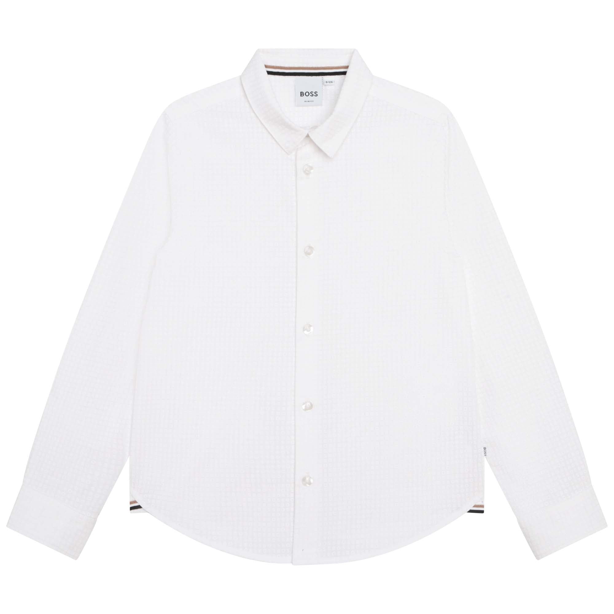 BOSS WHITE STRIPE DETAIL SHIRT
