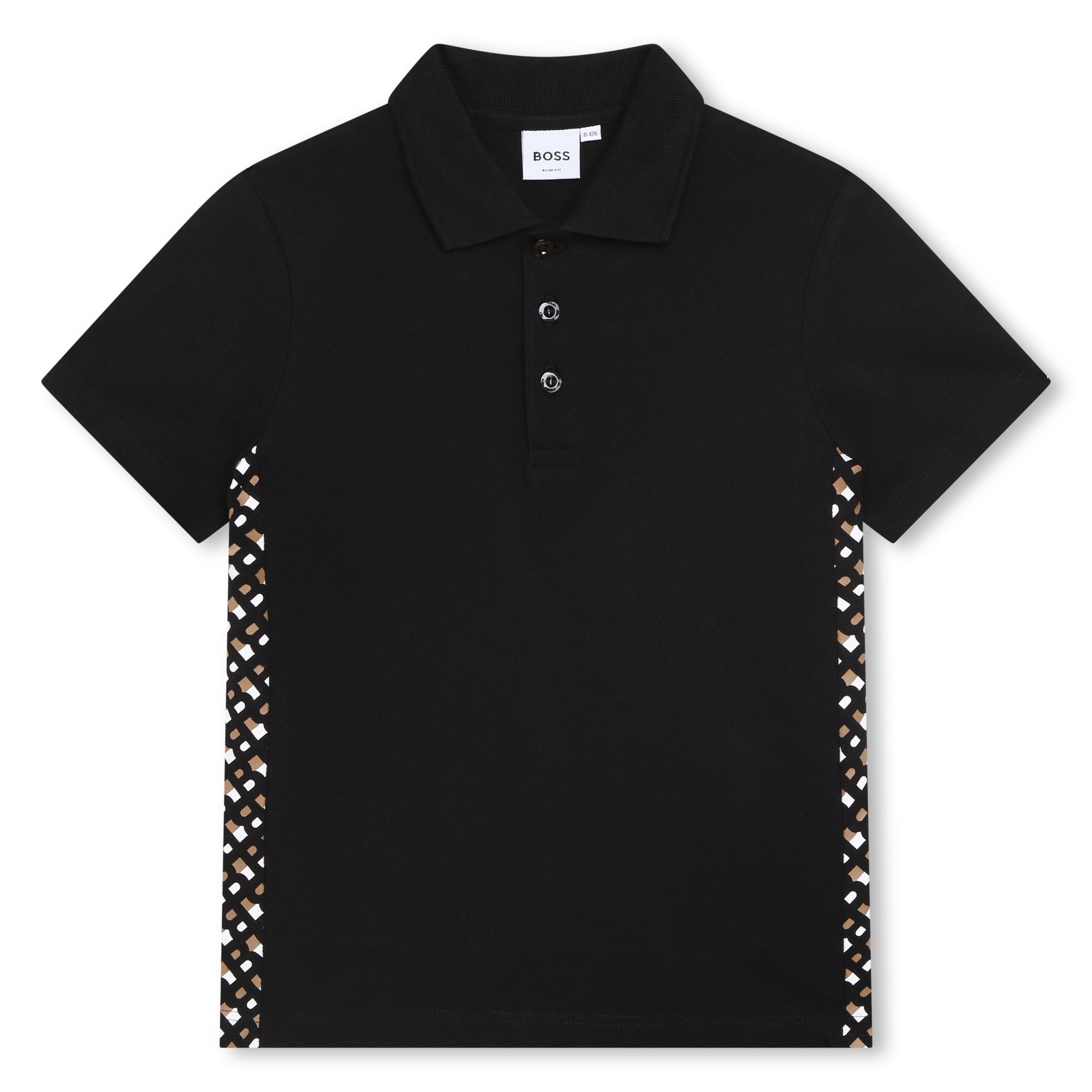 BOSS BOYS SHORT SLEEVE POLO-BLACK MONOGRAM DETAIL