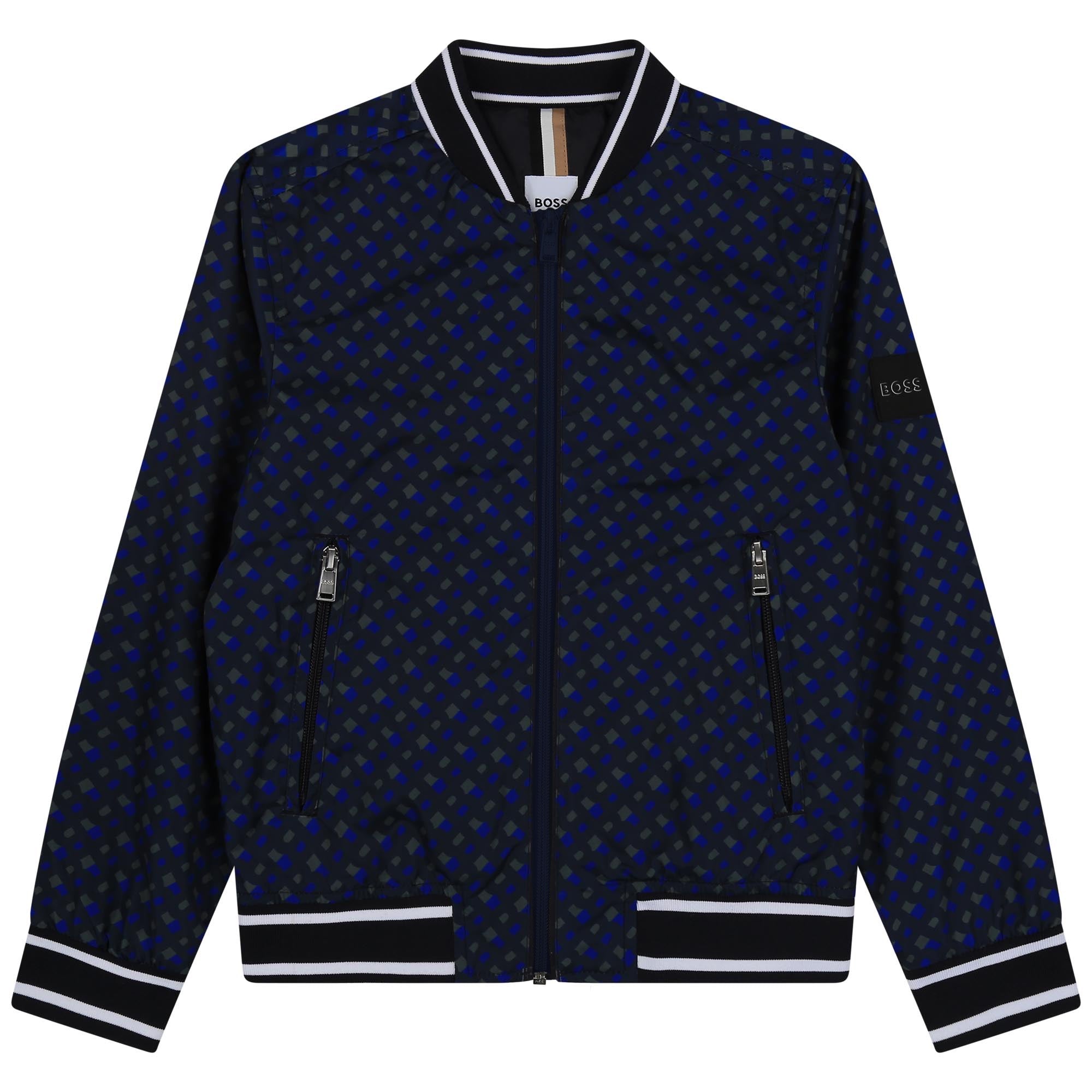 BOSS BOYS NAVY MONGRAM JACKET