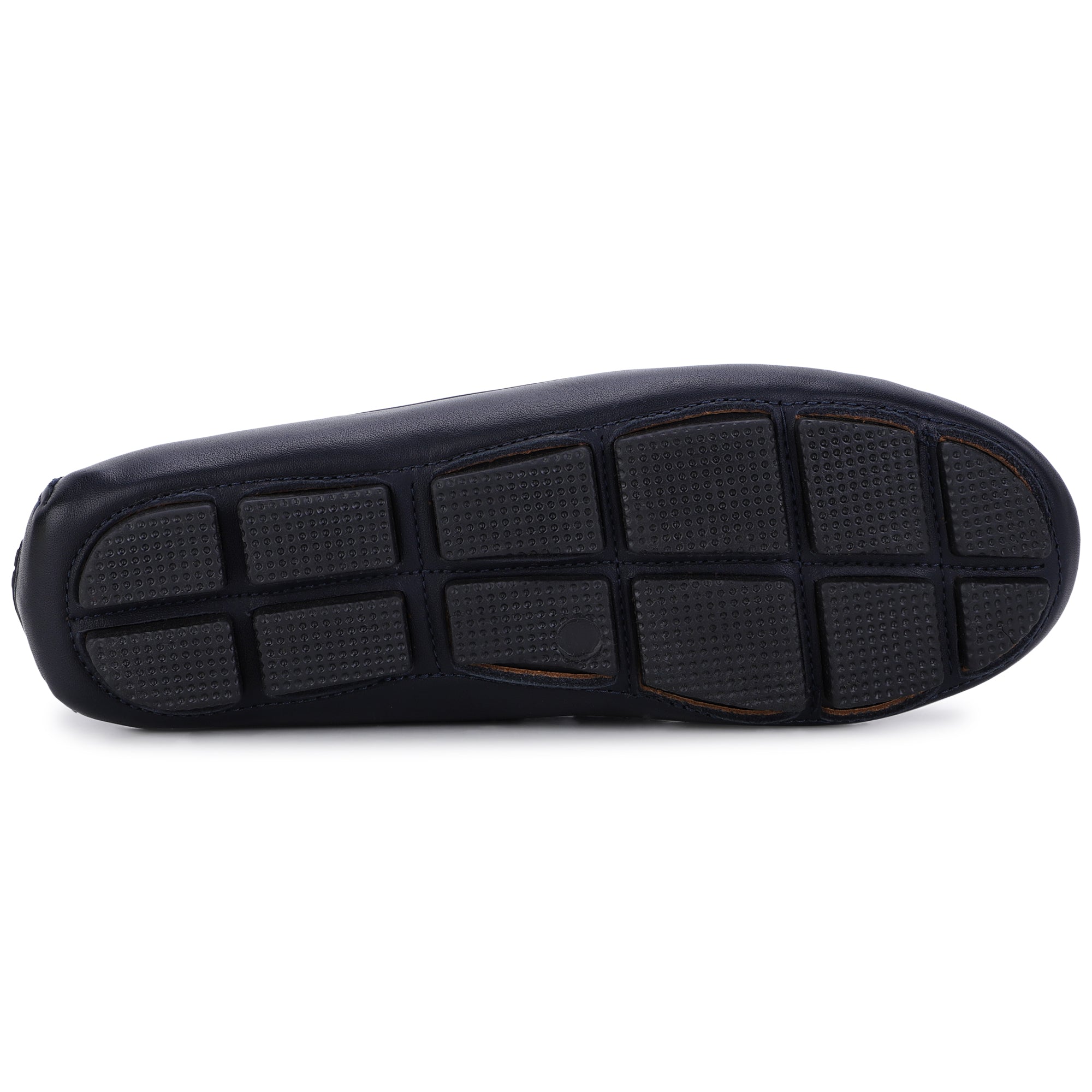 BOSS NAVY LEATHER MOCCASIN