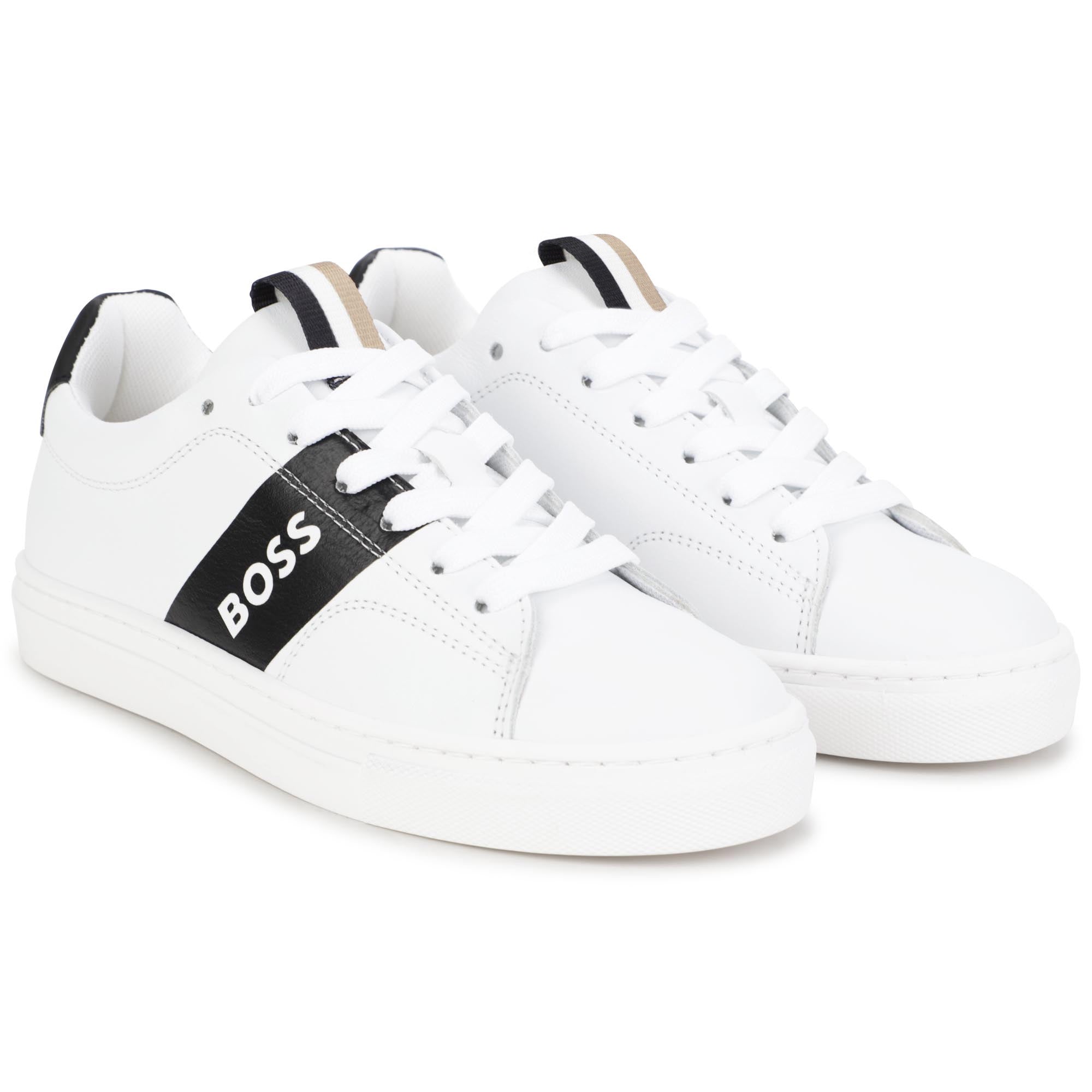 BOSS BOYS TRAINERS-WHITE COLOUR