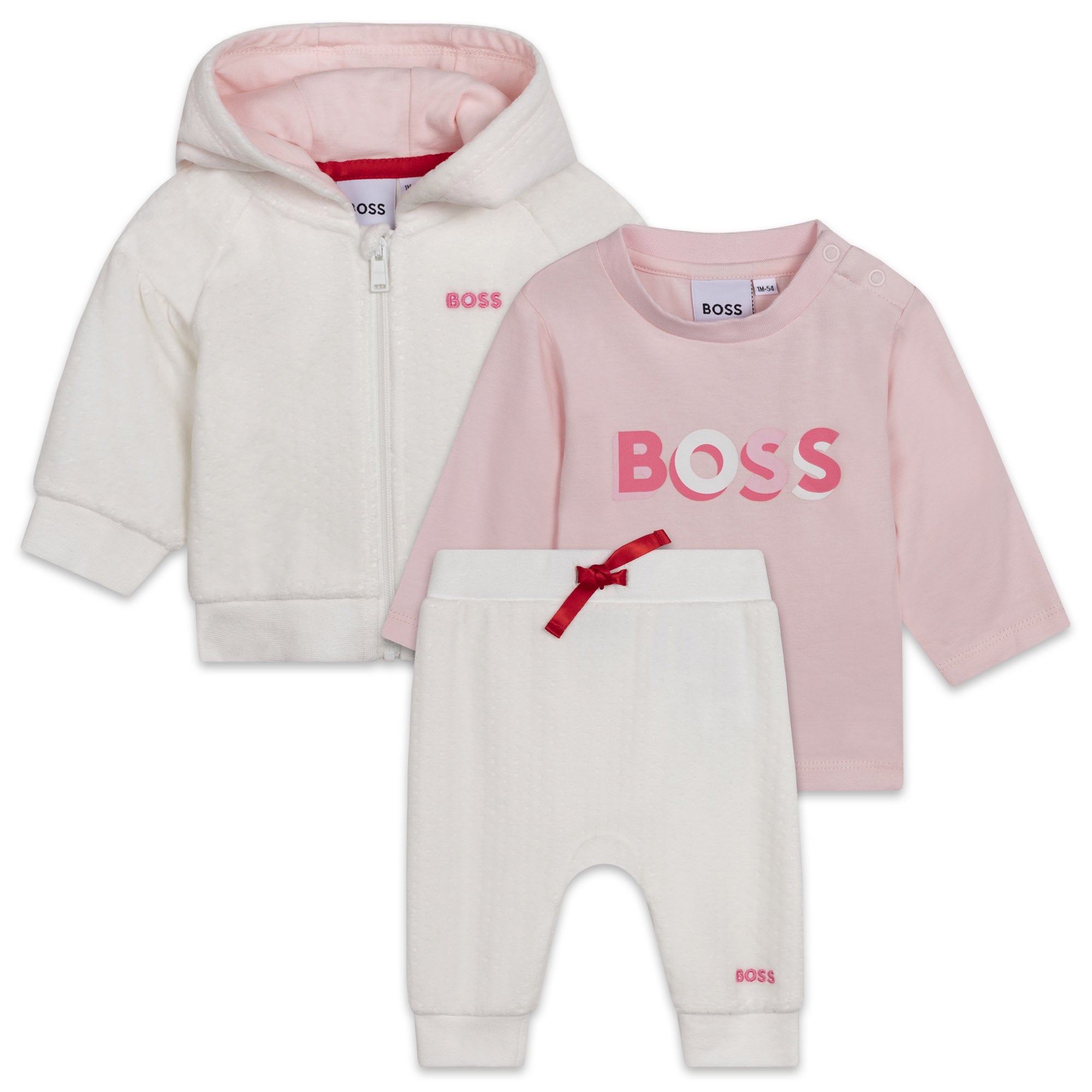 BOSS BABY OFFWHITE T-SHIRT+TROUSERS+CARDIGAN SET