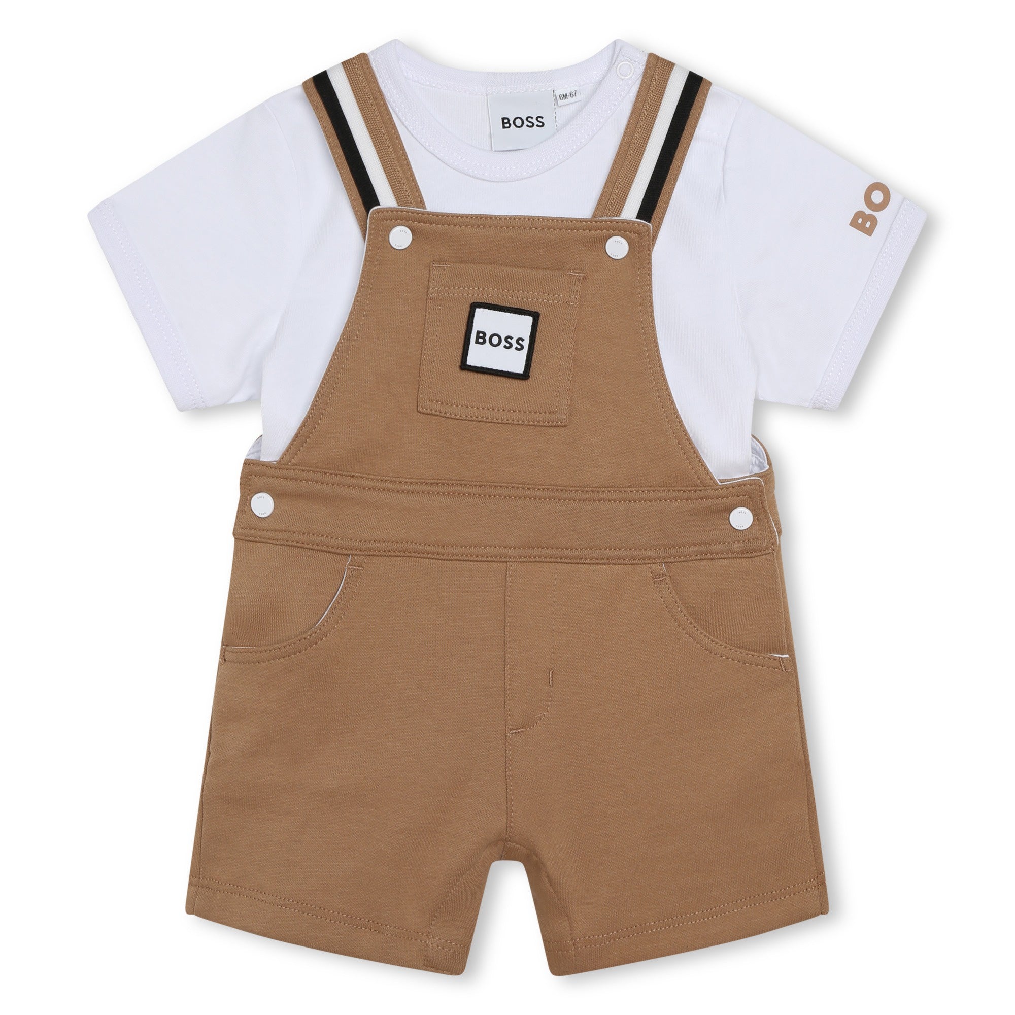 BOSS T-SHIRT+DUNGAREES SET-STONE COLOUR