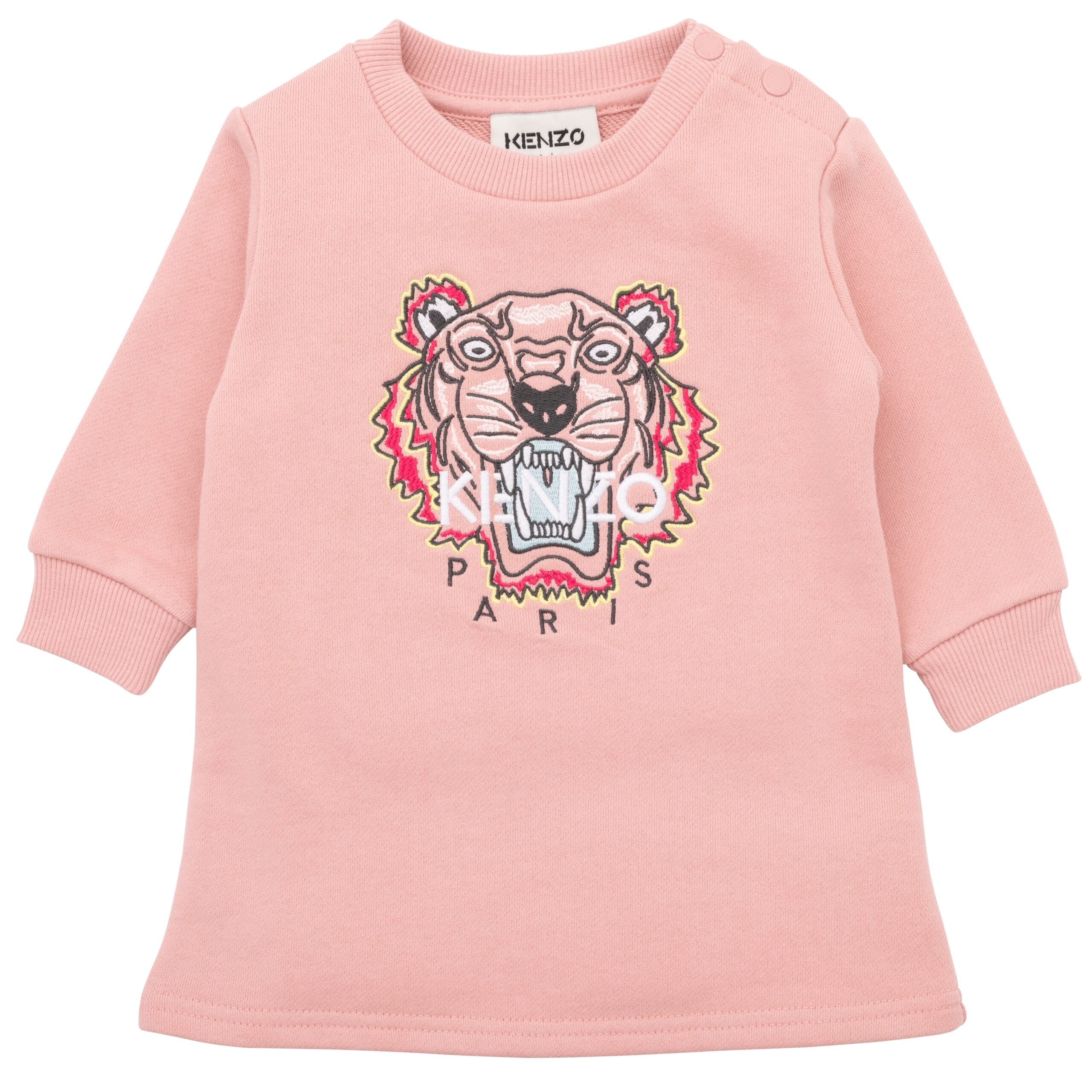KENZO FUSCHIA DRESS-French terry - "Tiger" embroidery