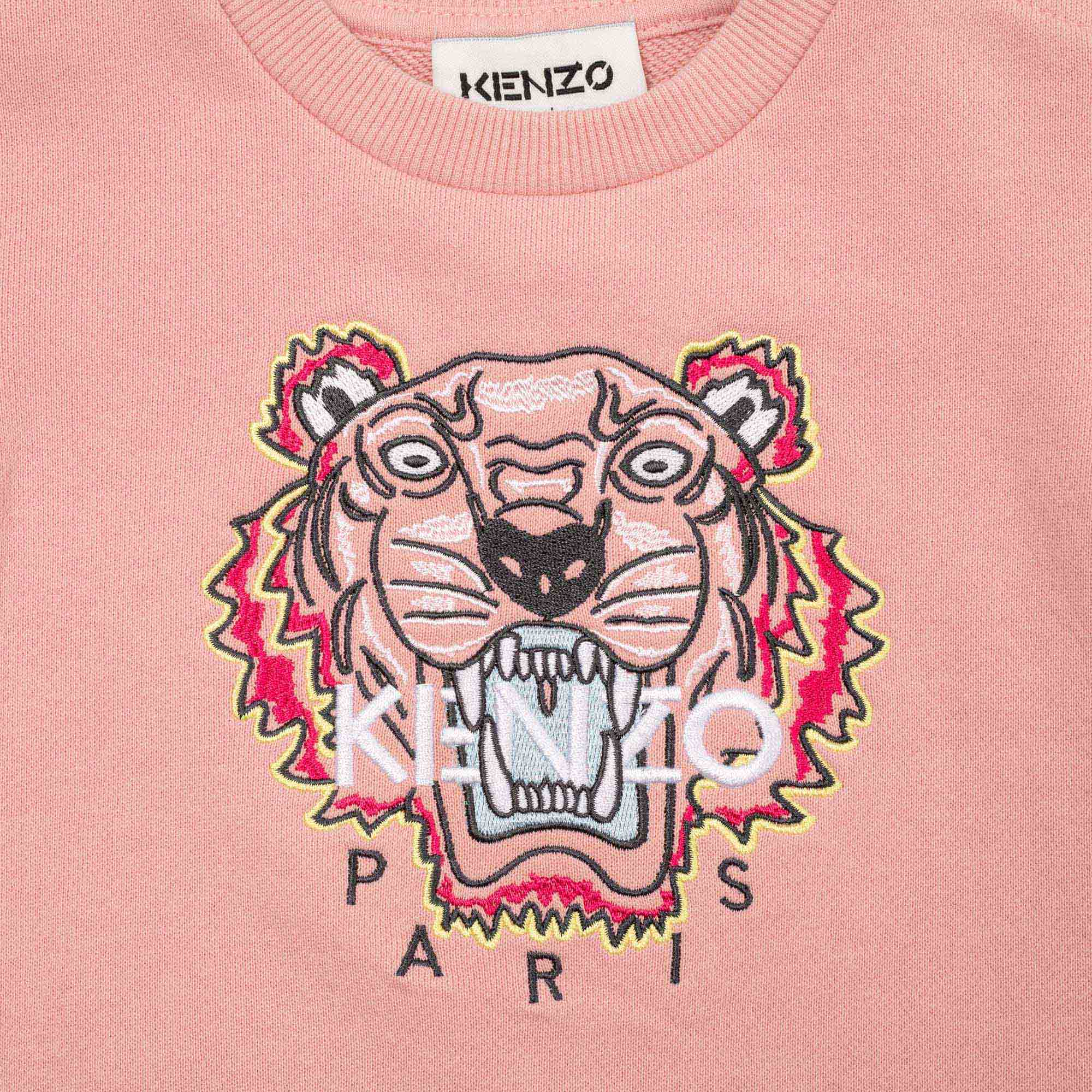 KENZO FUSCHIA DRESS-French terry - "Tiger" embroidery