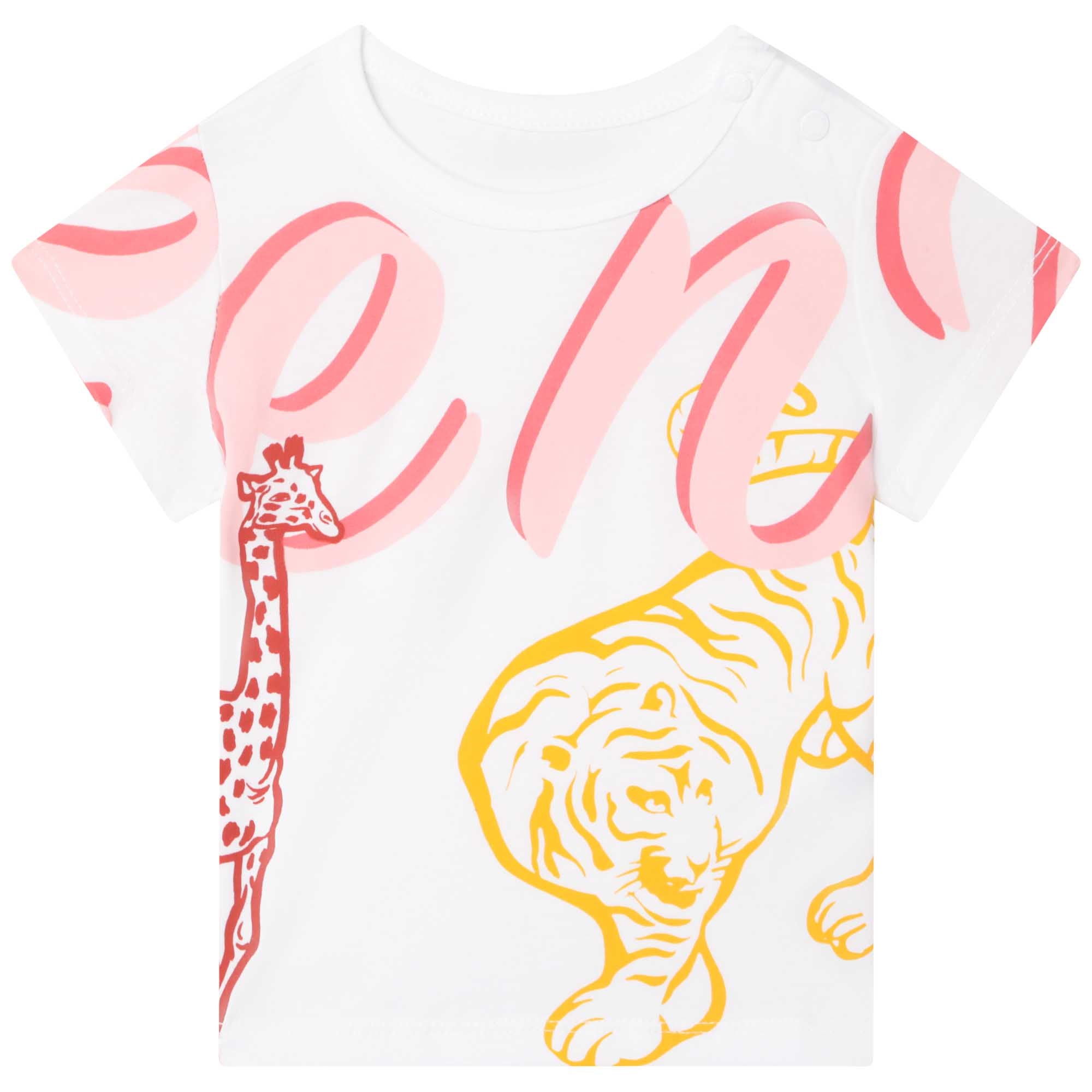 KENZO TODDLER GIRLS GIRAFEE AND TIGER PRINT T-SHIRT