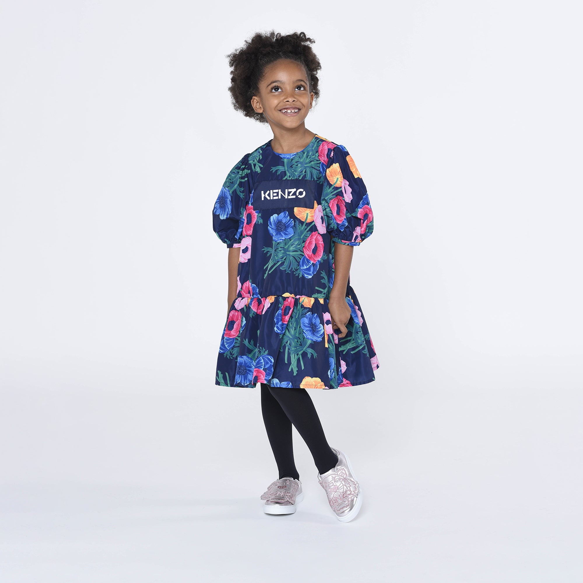 KENZO FLORAL PRINTED TAFFETA DRESS