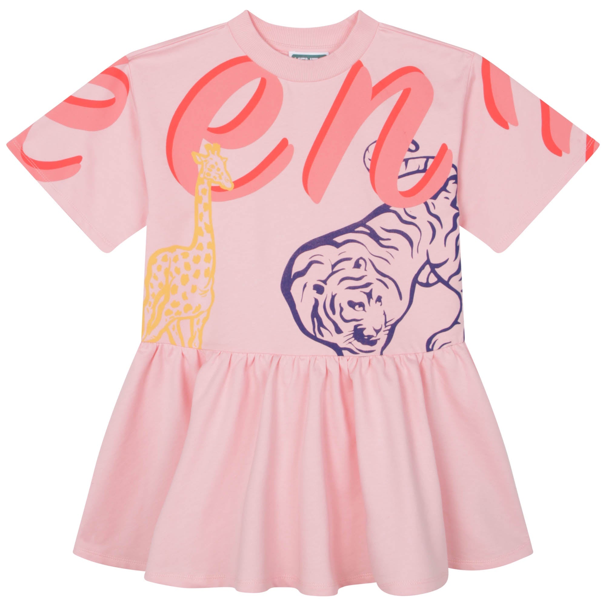 KENZO GIRLS WHITE PINK TIGER PRINT DRESS