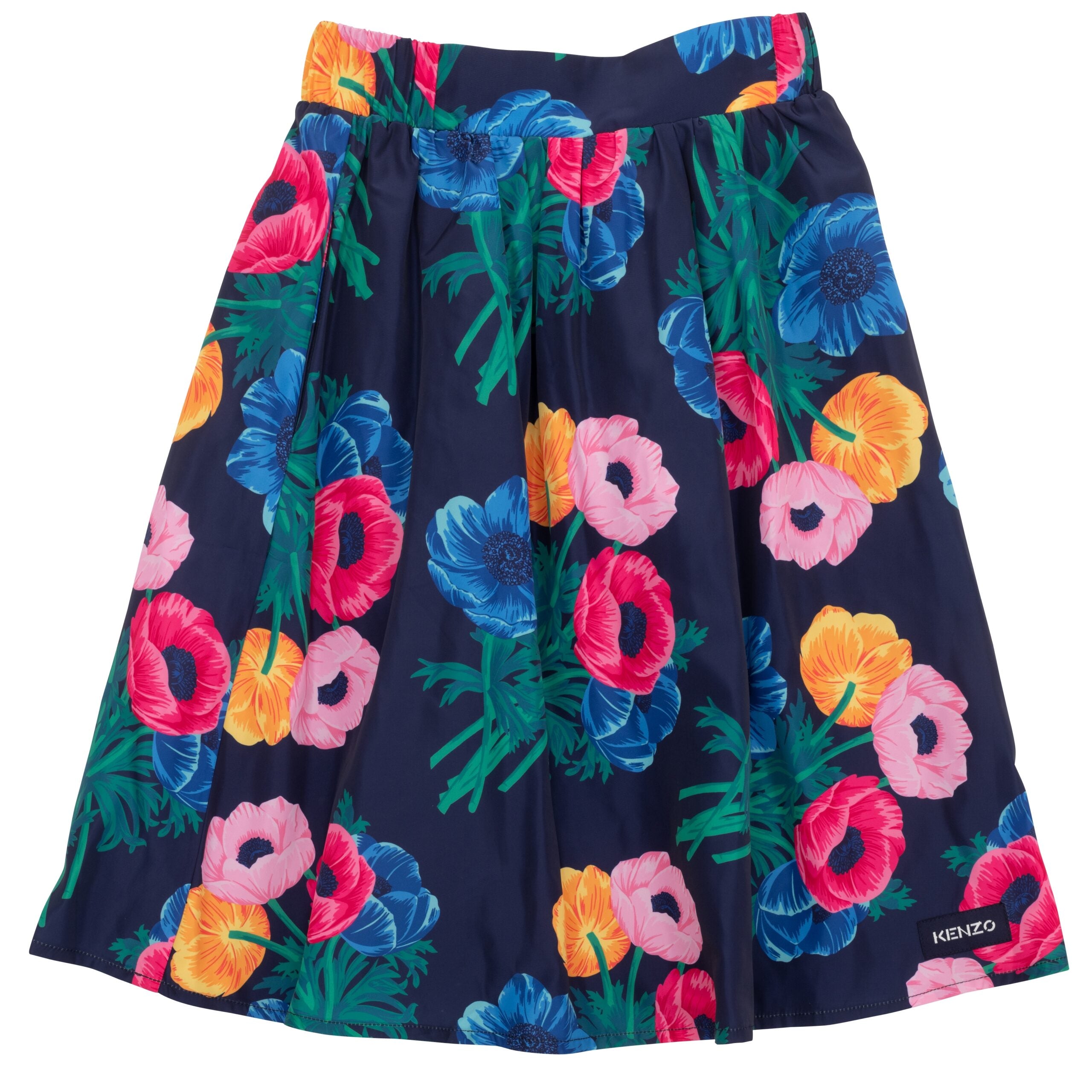 KENZO PRINTED FLORAL TAFFETA SKIRT