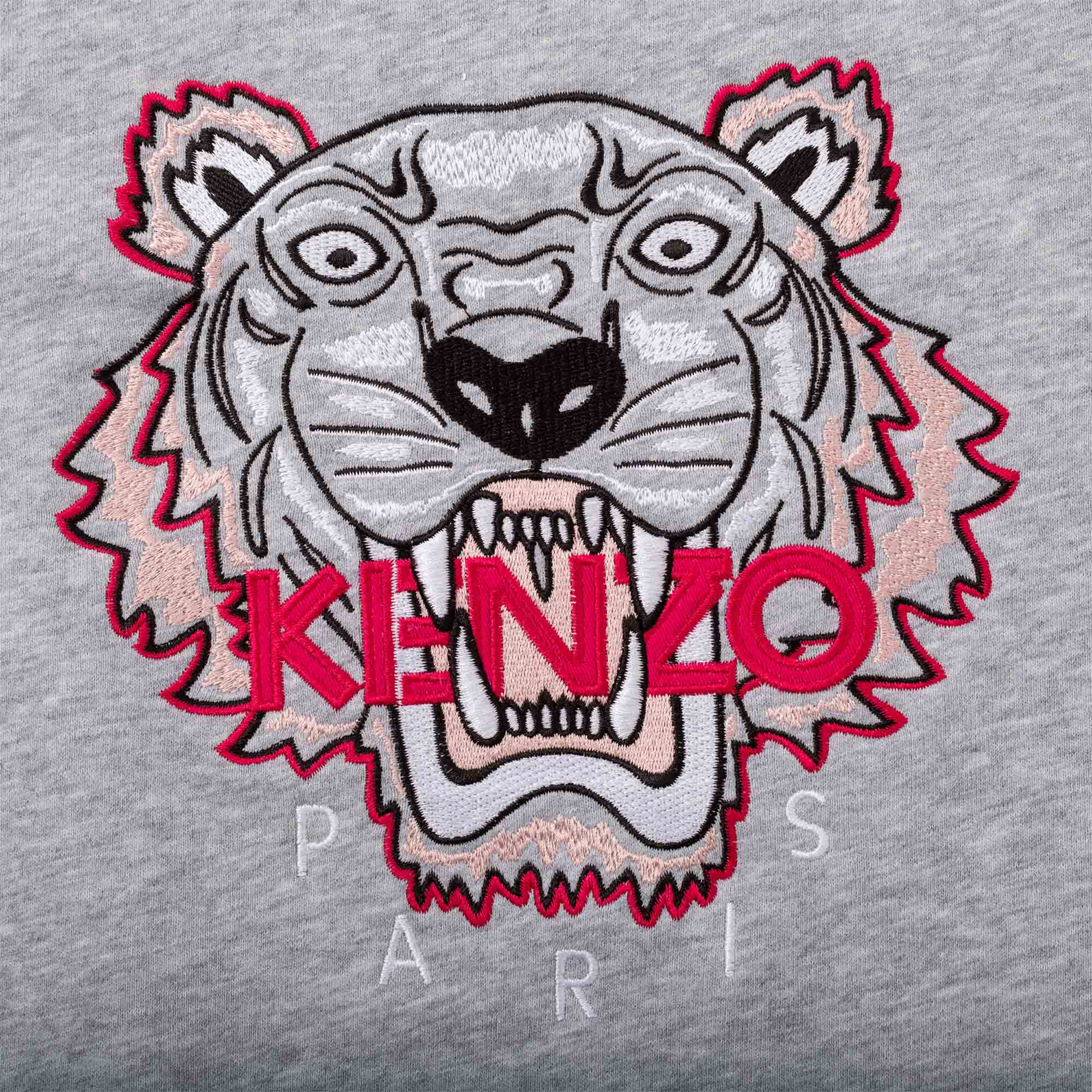 KENZO GREY SWEATSHIRT-French terry - "Tiger" embroidery