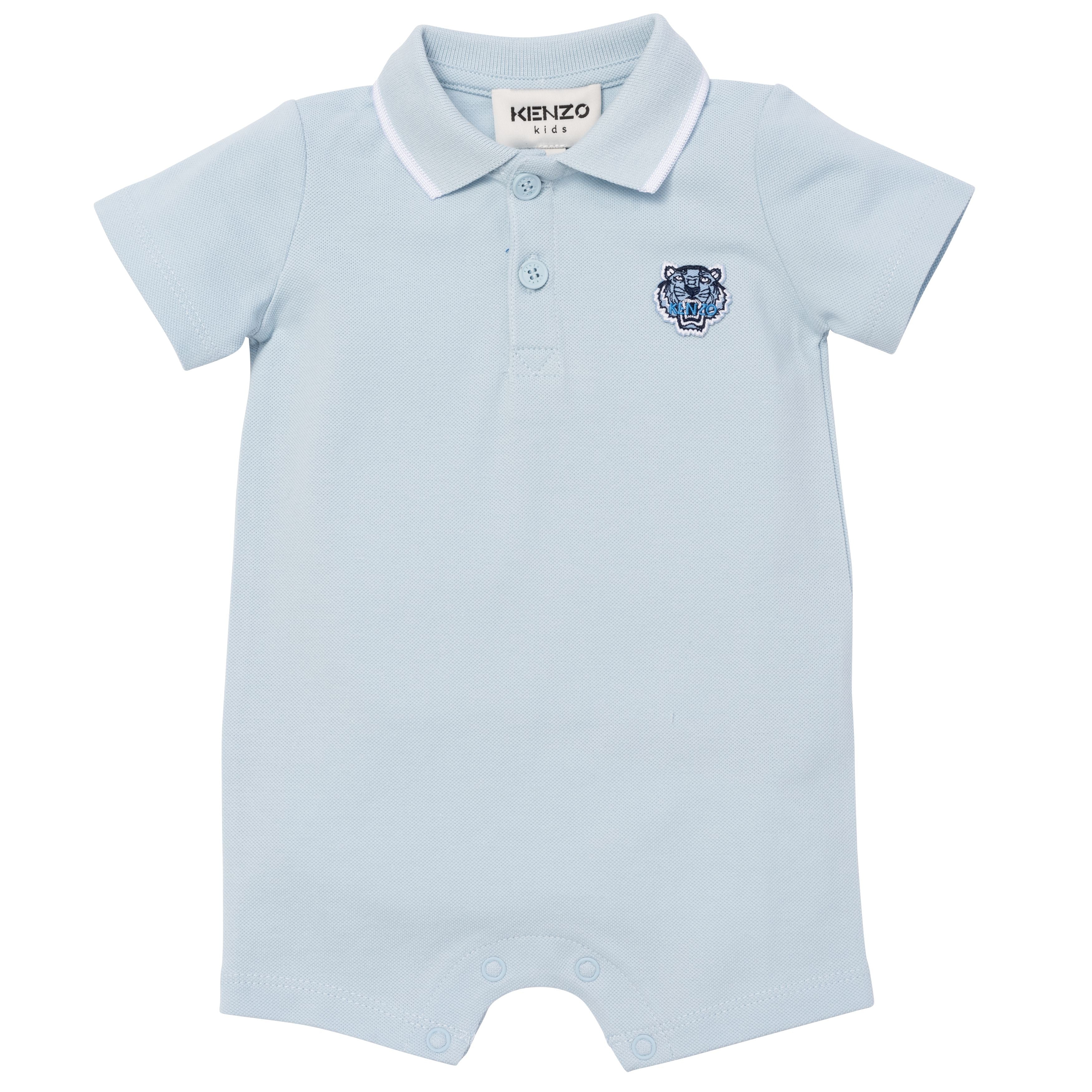 KENZO BABY BOYS PALE BLUE ALL IN ONE-TIGER PRINT
