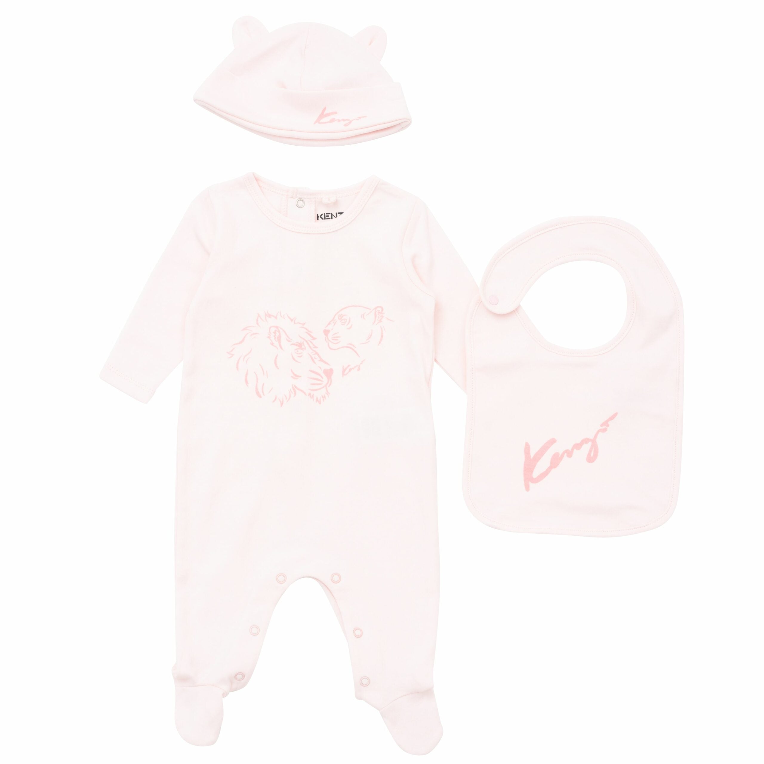 KENZO PINK SLIPPERS+BIB+HAT