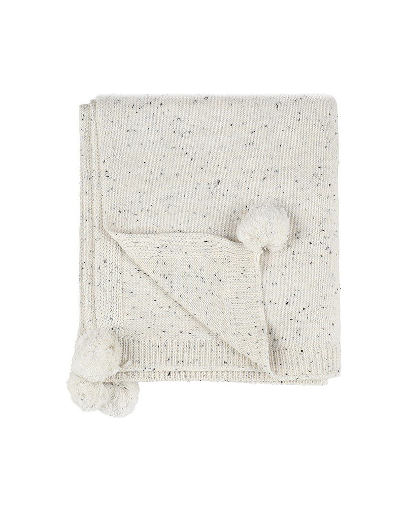 LLAMA SPECKLE POM POM BLANKET