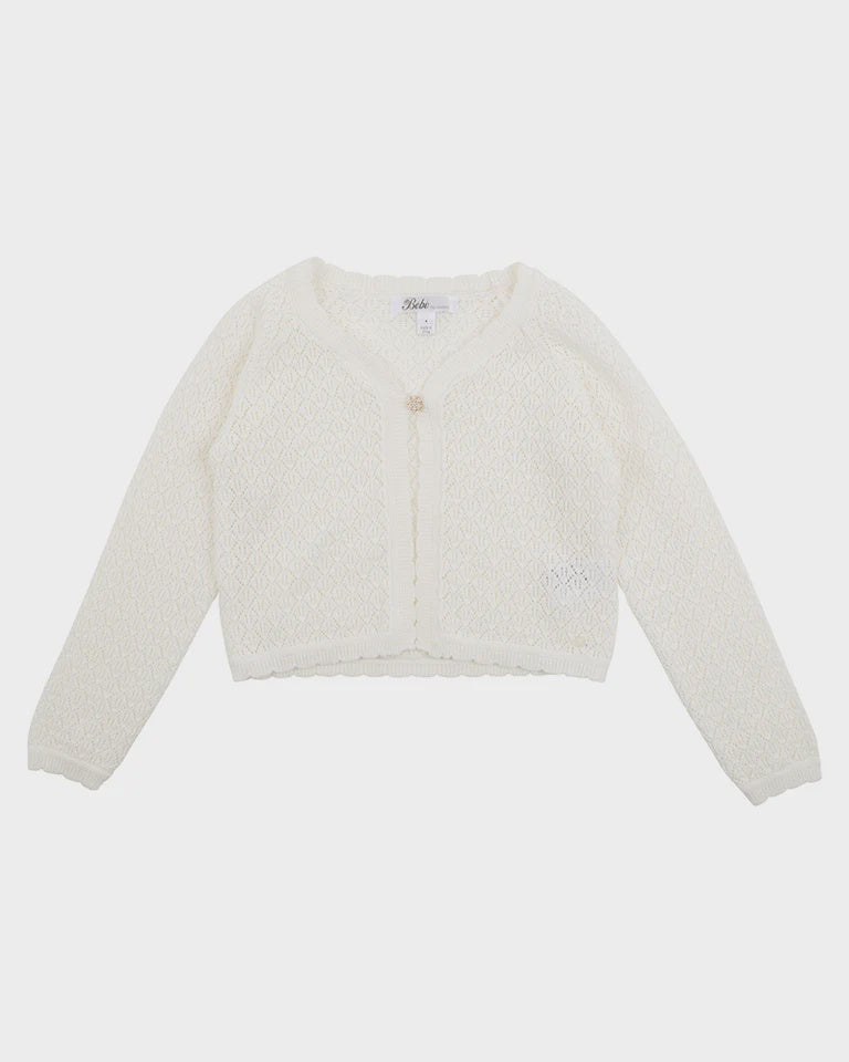 GIRLS POINTELLE KNIT CARDIGAN 3-7YRS