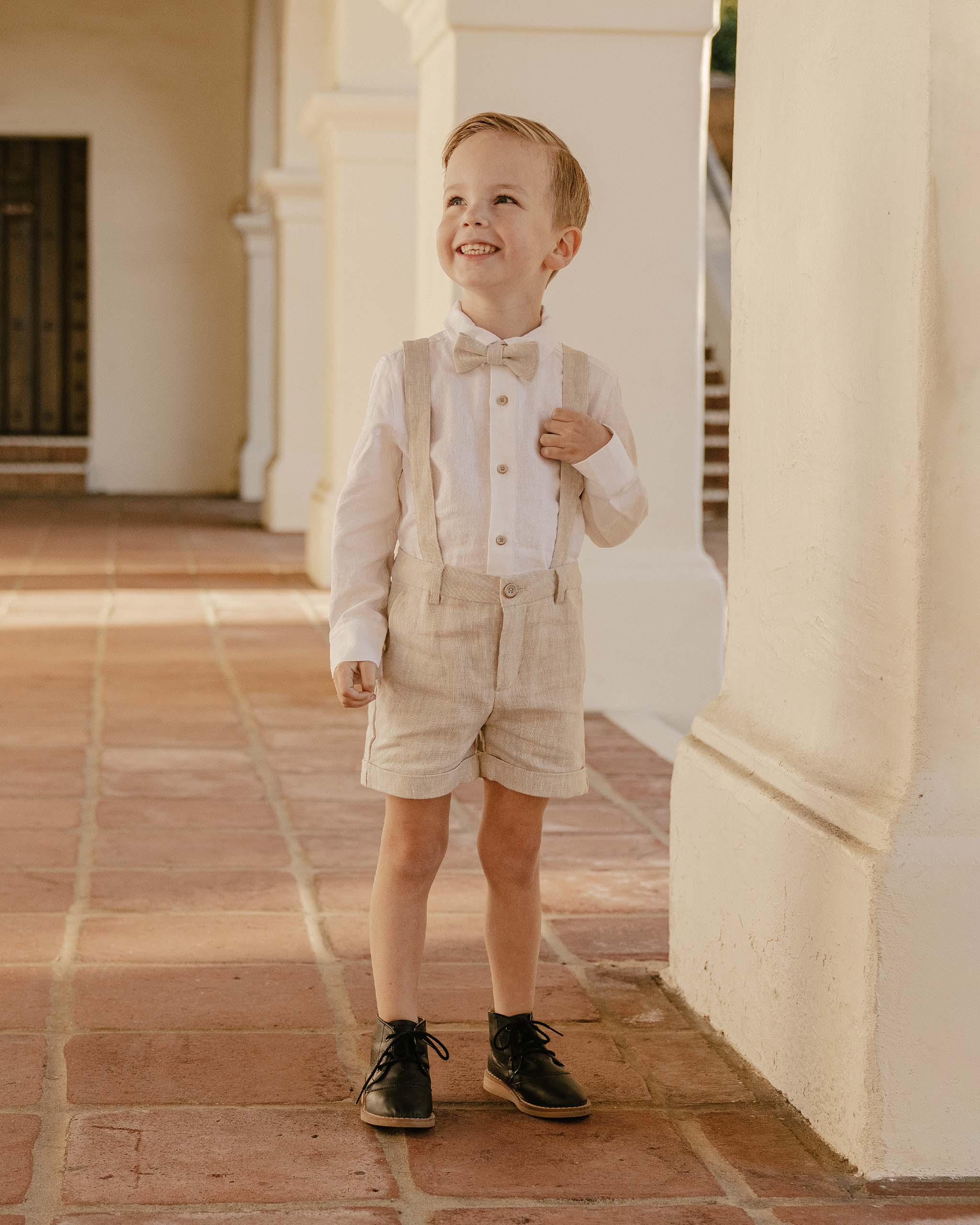 SUSPENDER SHORT | BEIGE LINEN