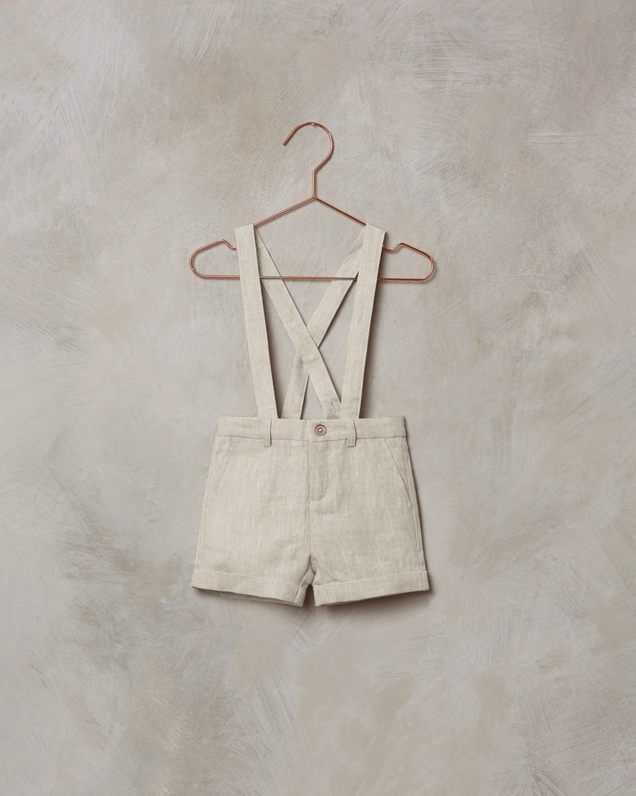 SUSPENDER SHORT | BEIGE LINEN
