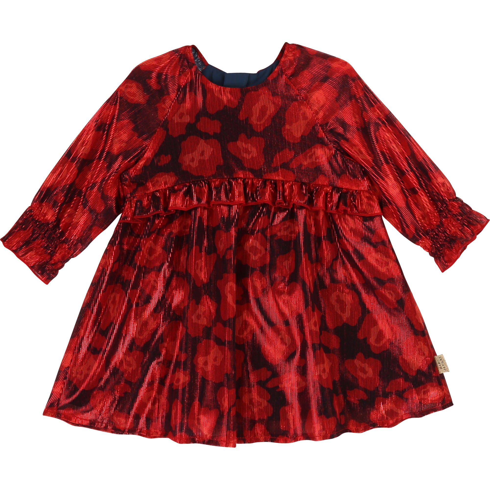 LITTLE MARC JACOBS Red Woven Toddler Dress with "Cheetah" Allover Print