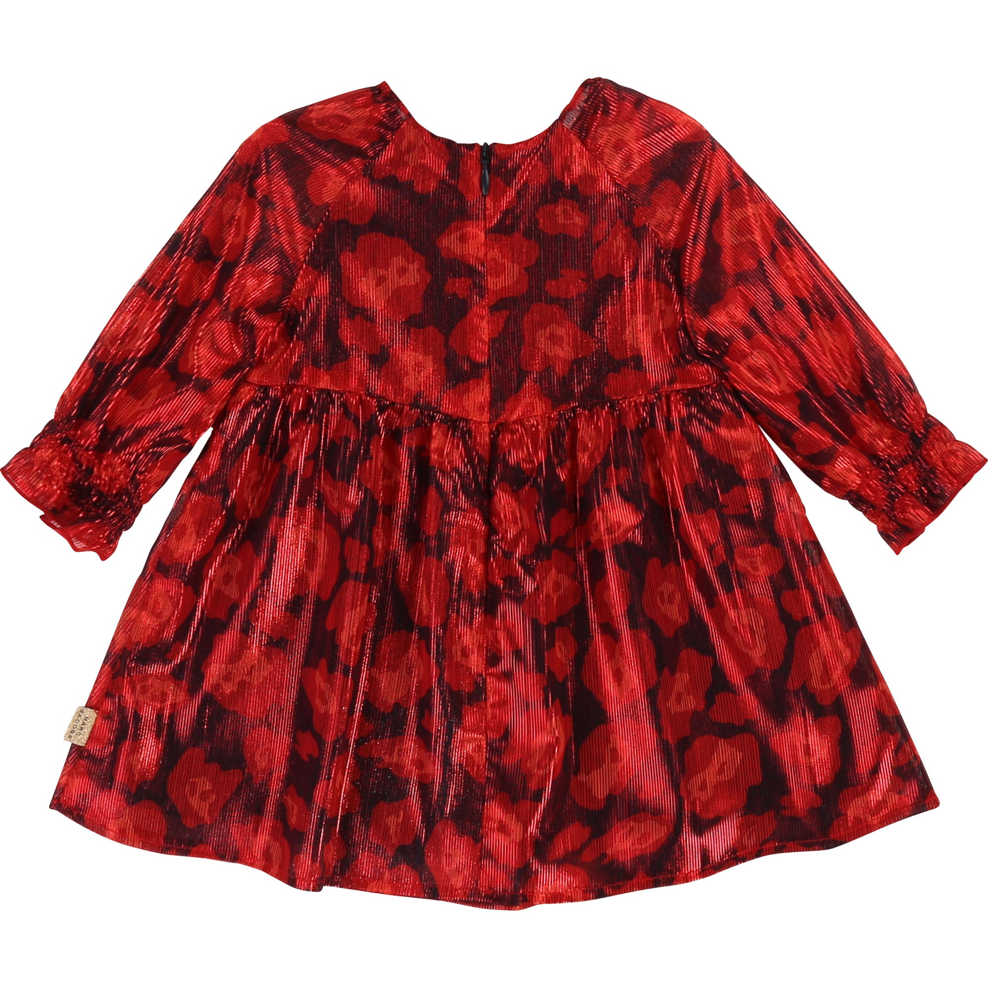 LITTLE MARC JACOBS Red Woven Toddler Dress with "Cheetah" Allover Print