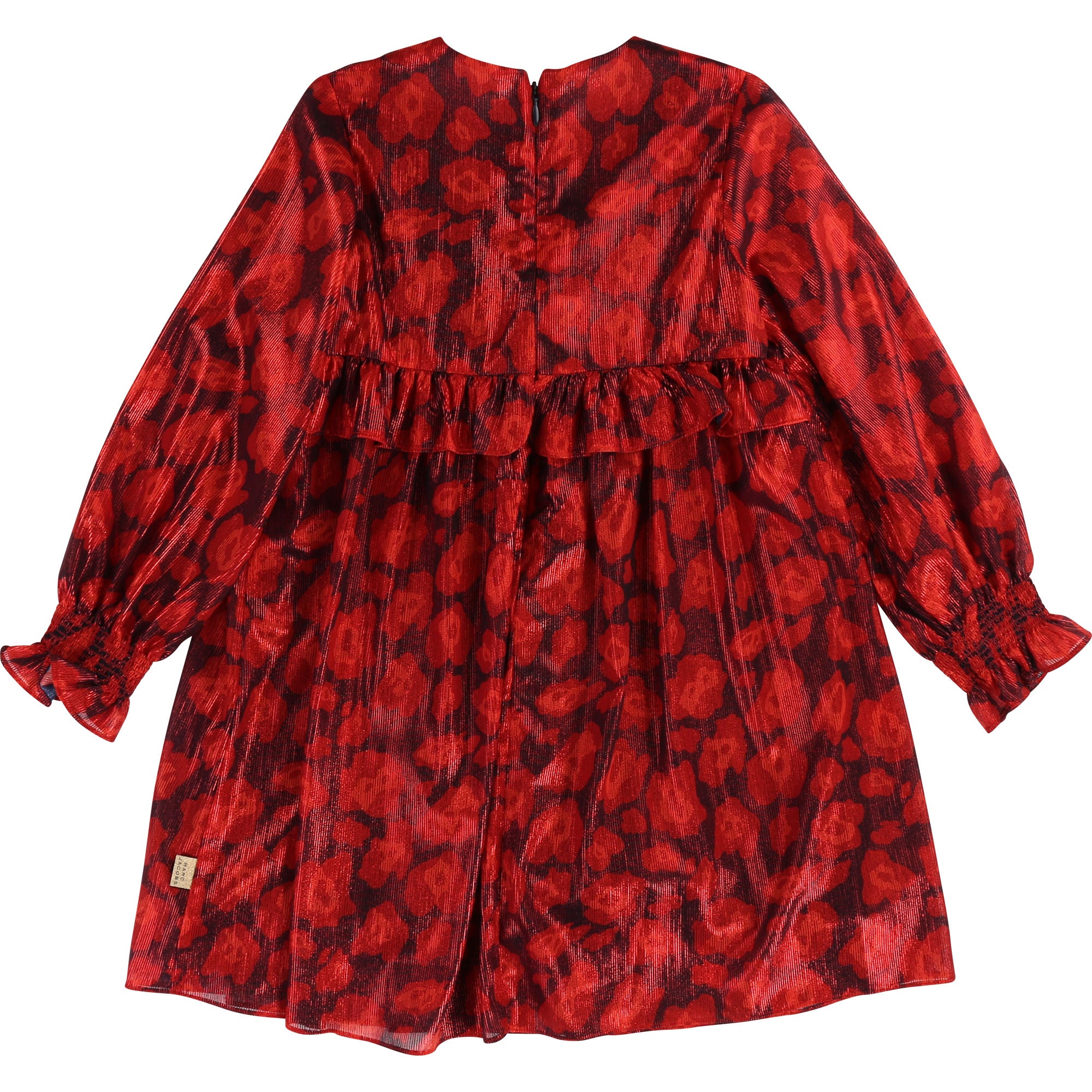 Little Marc Jacobs Red Woven Dress with "Cheetah" Allover Print