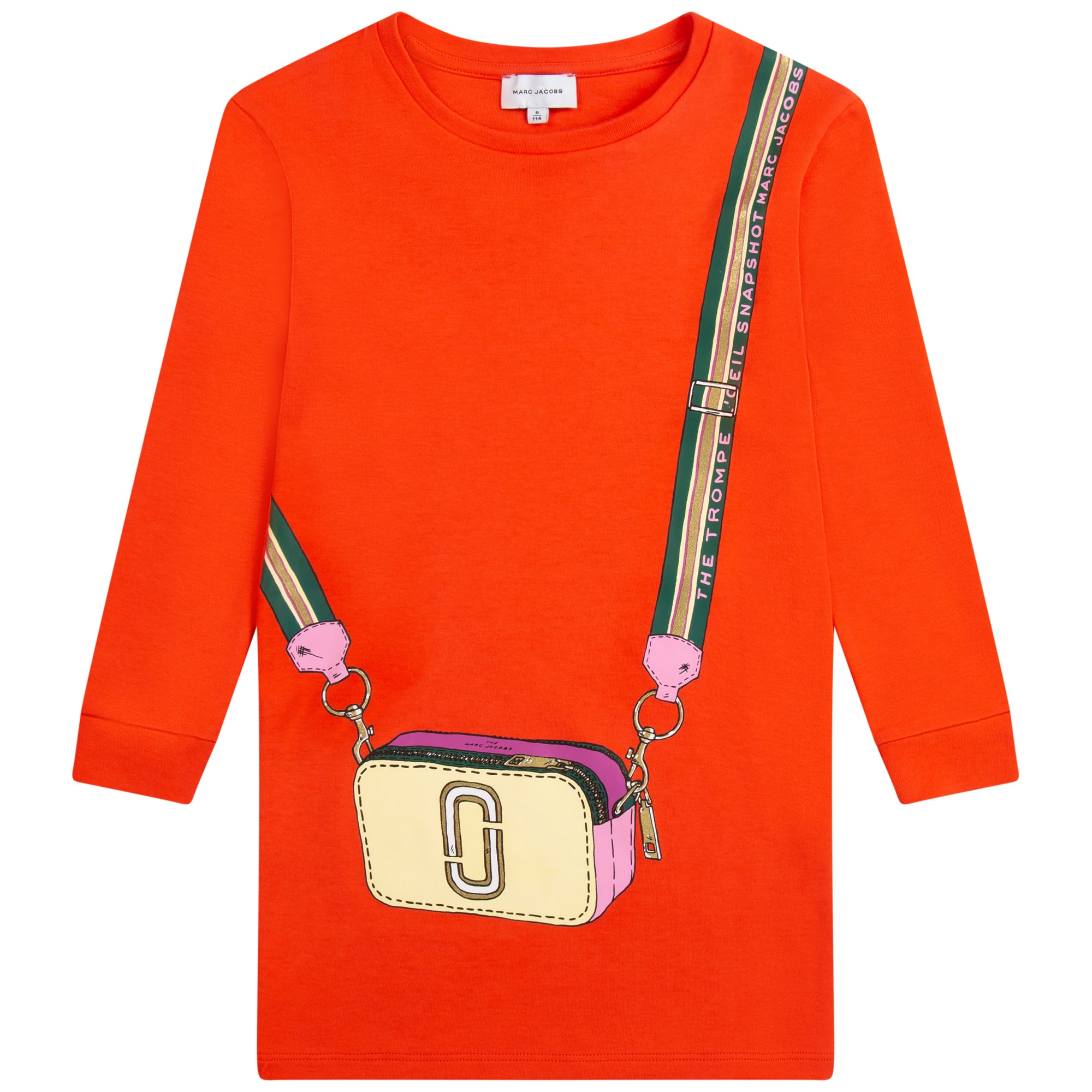 MARC JACOBS PEACH TROMPE L'OEIL LONG SLEEVE DRESS