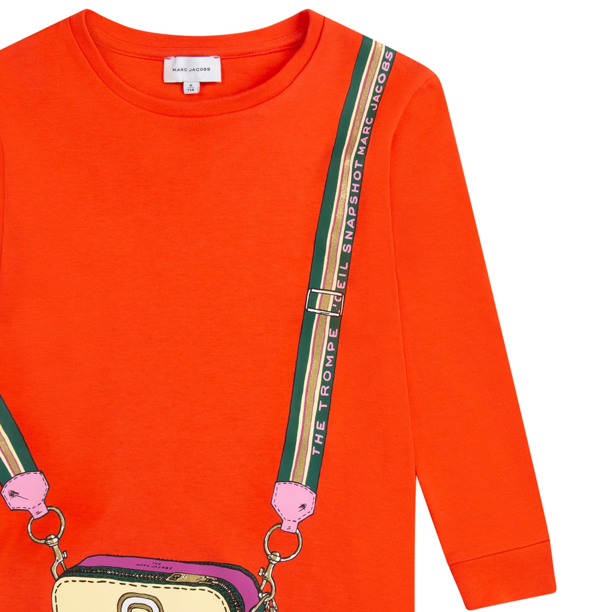 MARC JACOBS PEACH TROMPE L'OEIL LONG SLEEVE DRESS