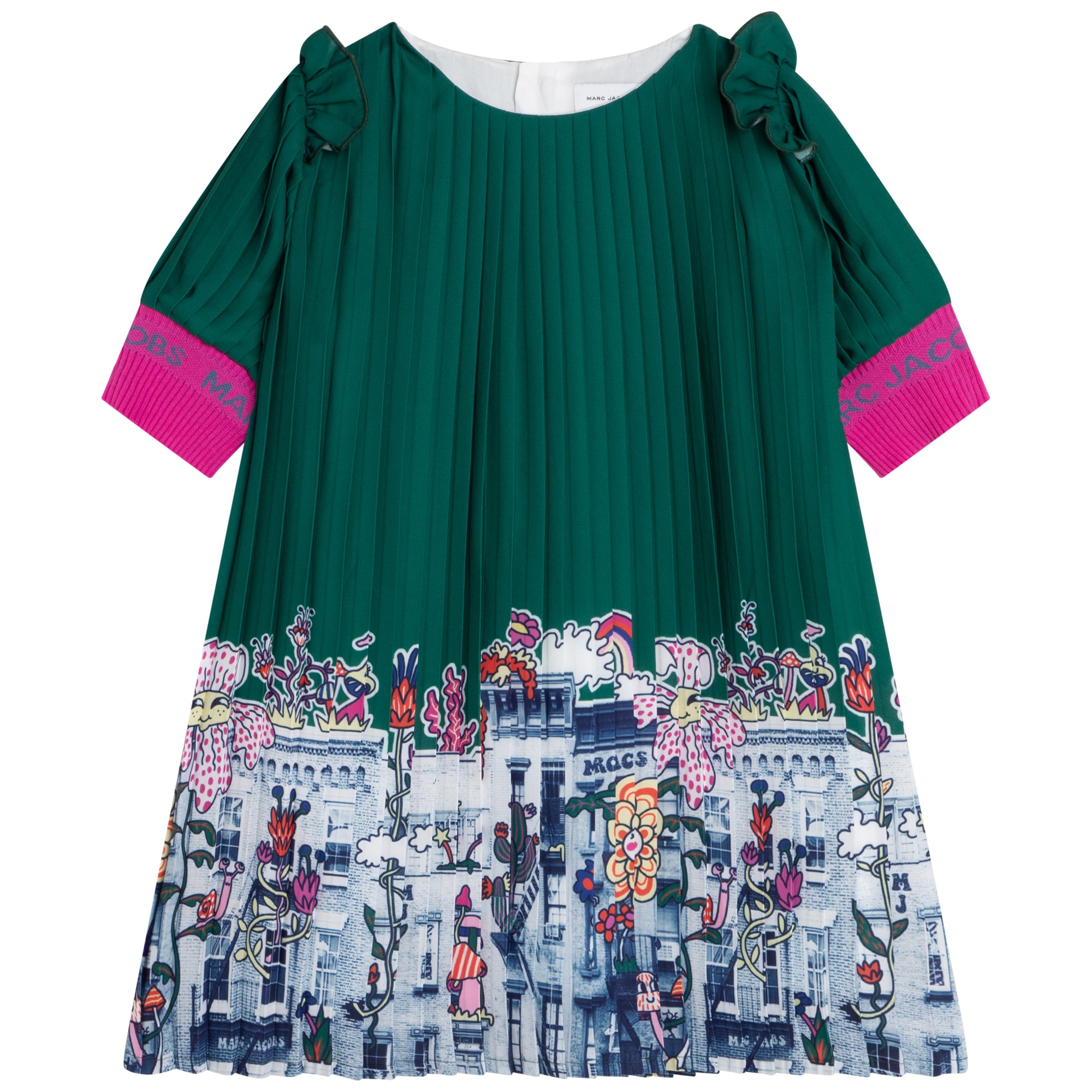 MARC JACOBS DARK GREEN PLEATED DRESS