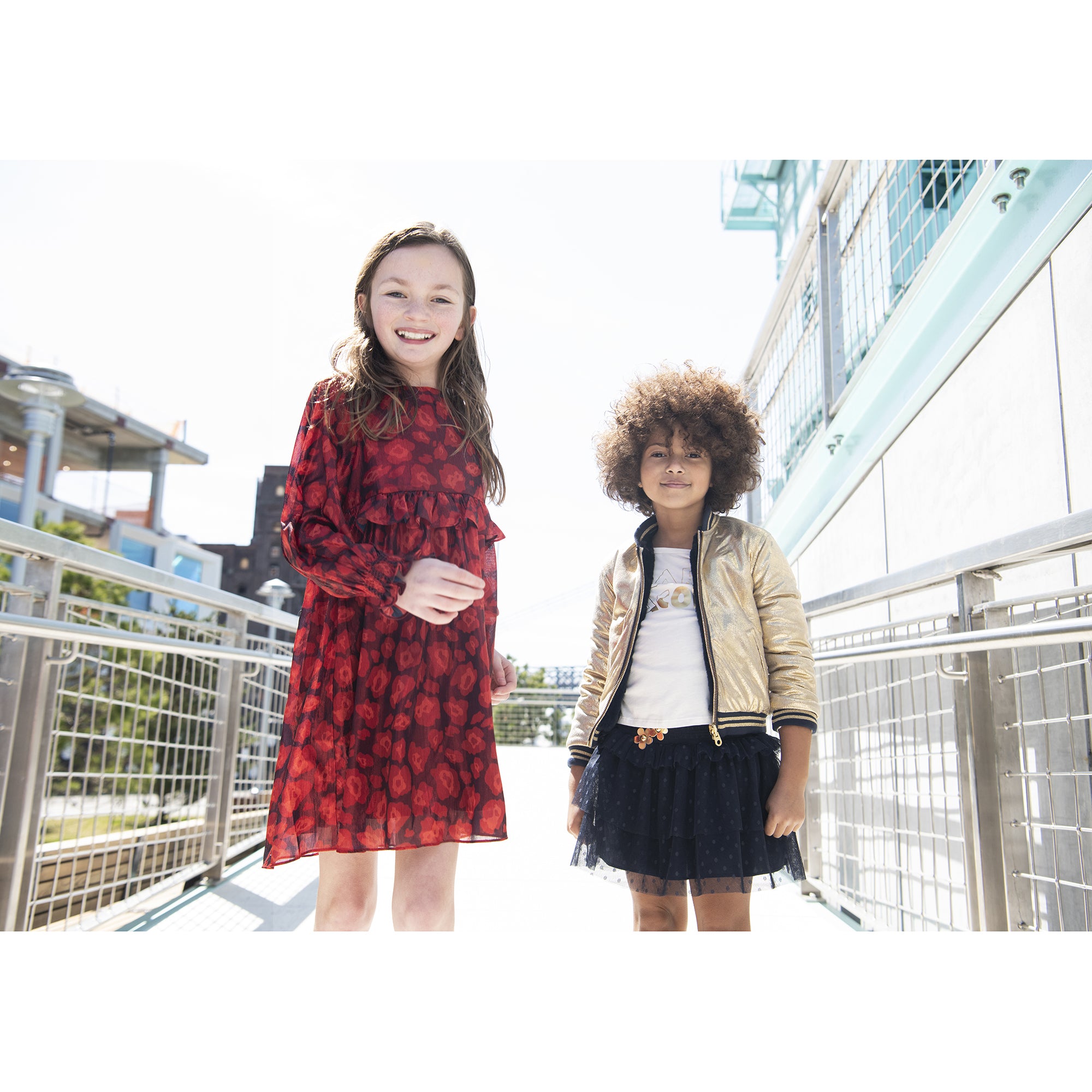 Little Marc Jacobs Red Woven Dress with "Cheetah" Allover Print