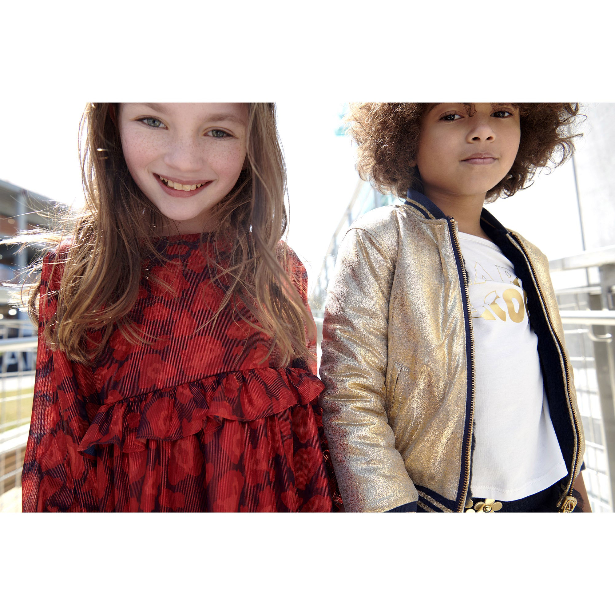Little Marc Jacobs Red Woven Dress with "Cheetah" Allover Print