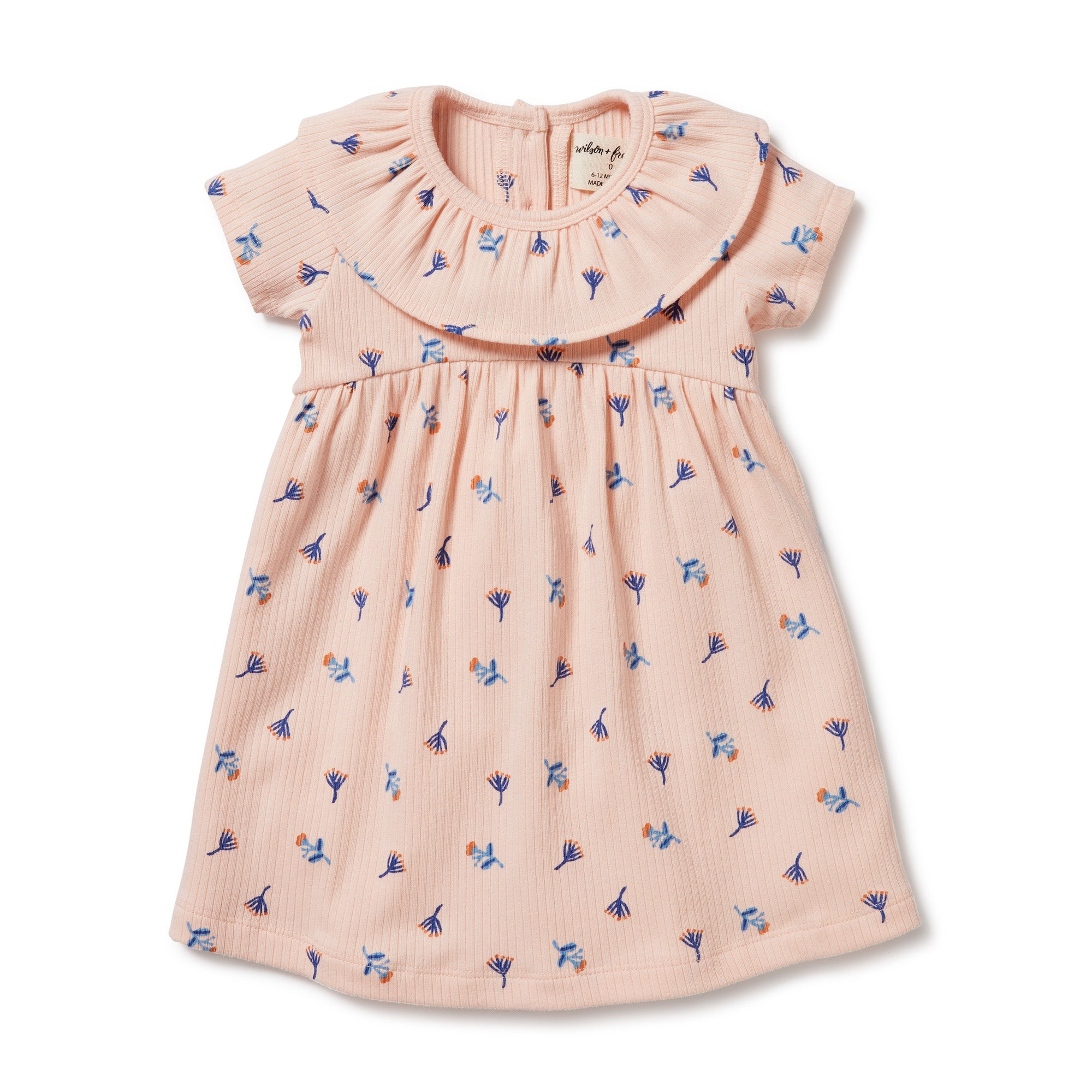 Little Flower Organic Rib Ruffle Dress