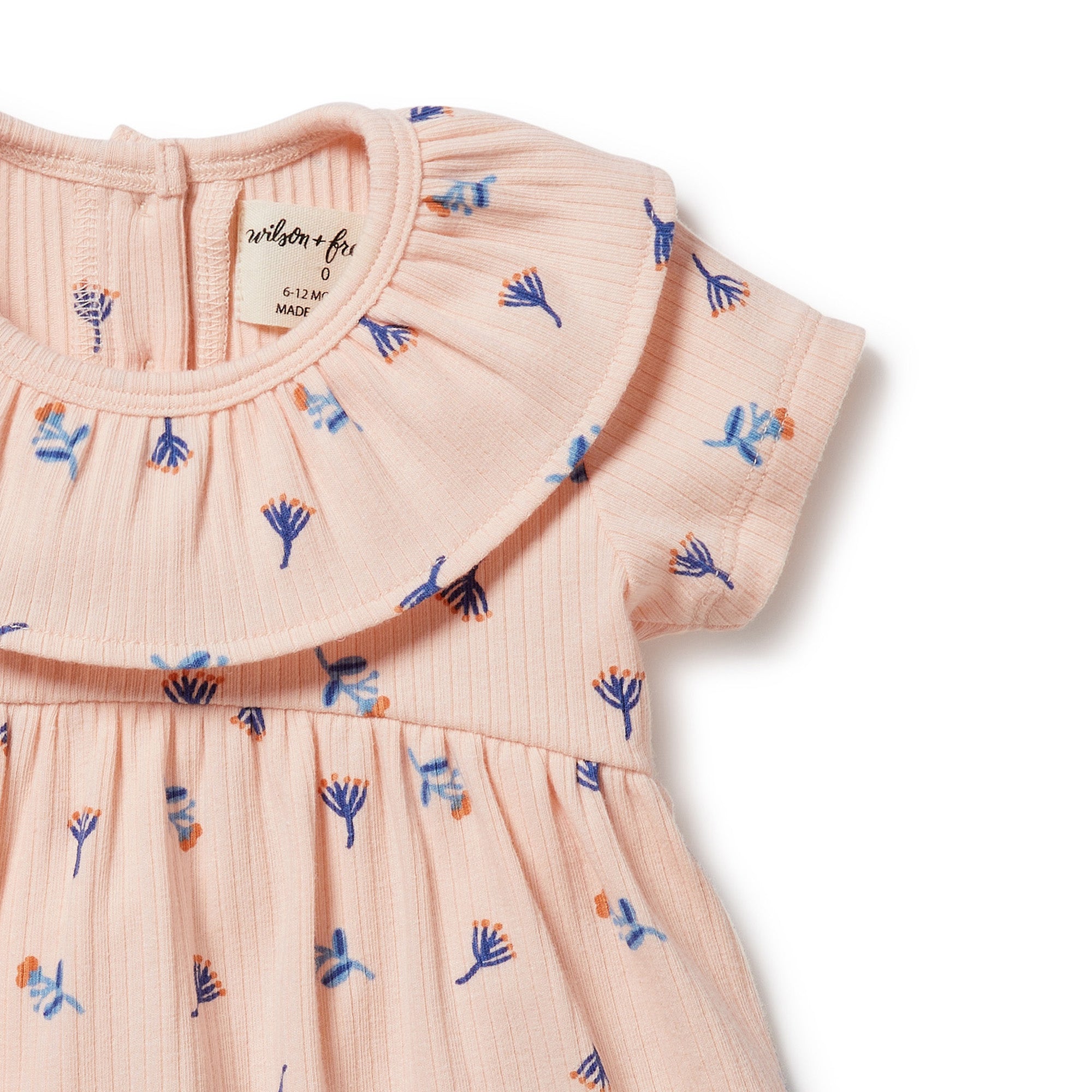 Little Flower Organic Rib Ruffle Dress