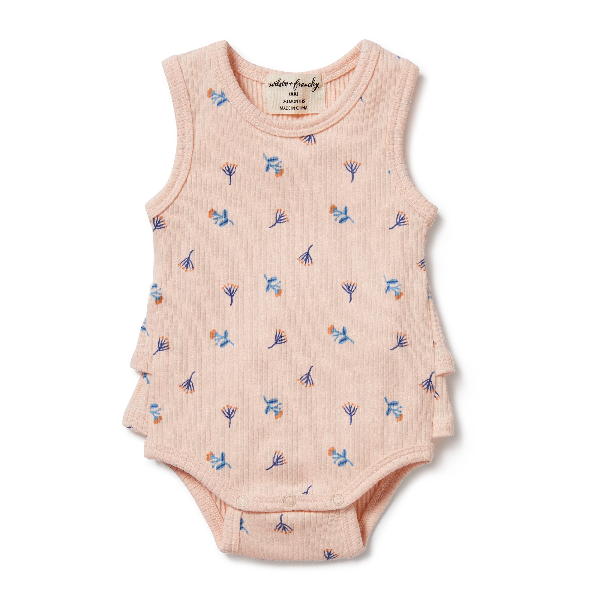 Little Flower Organic Rib Ruffle Bodysuit