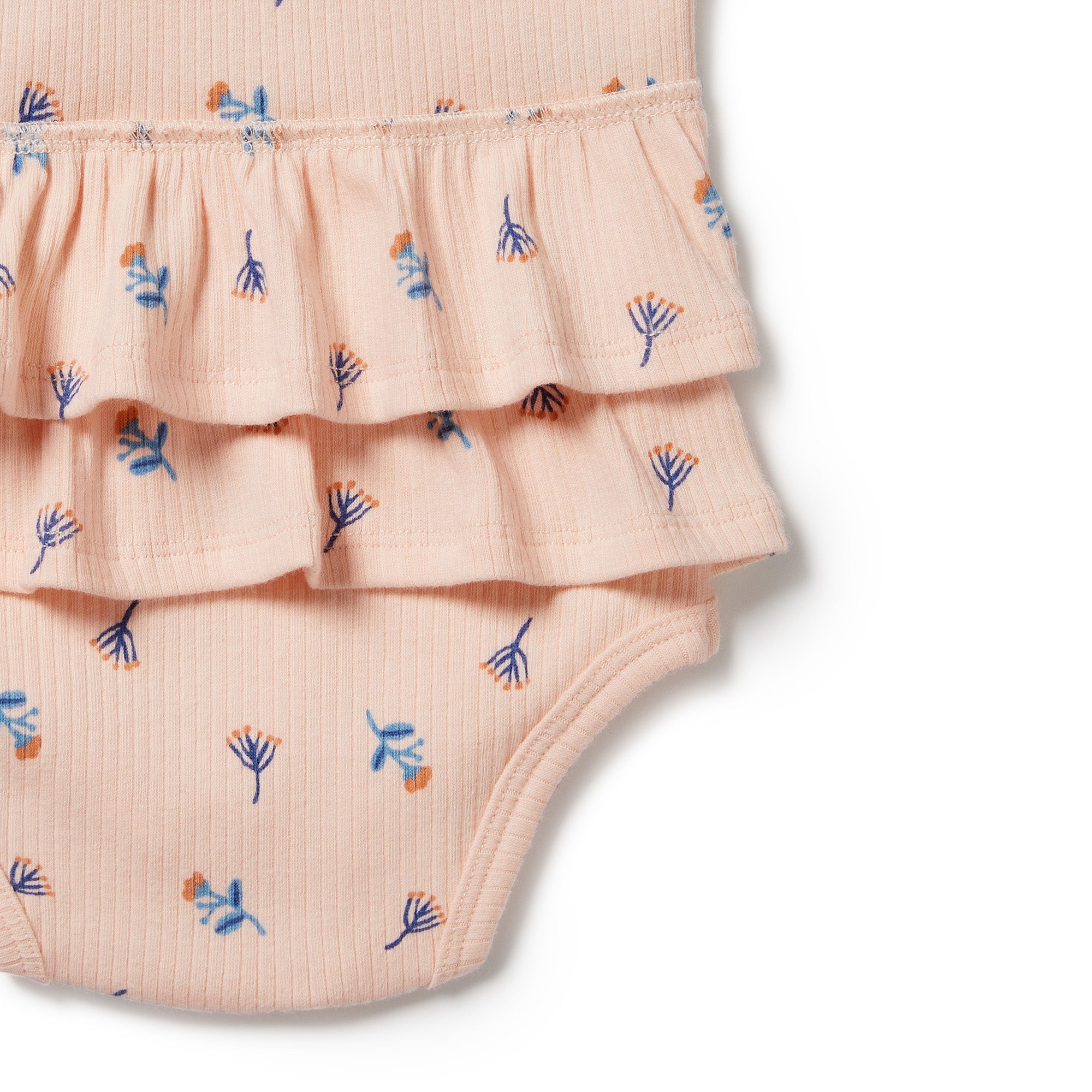 Little Flower Organic Rib Ruffle Bodysuit