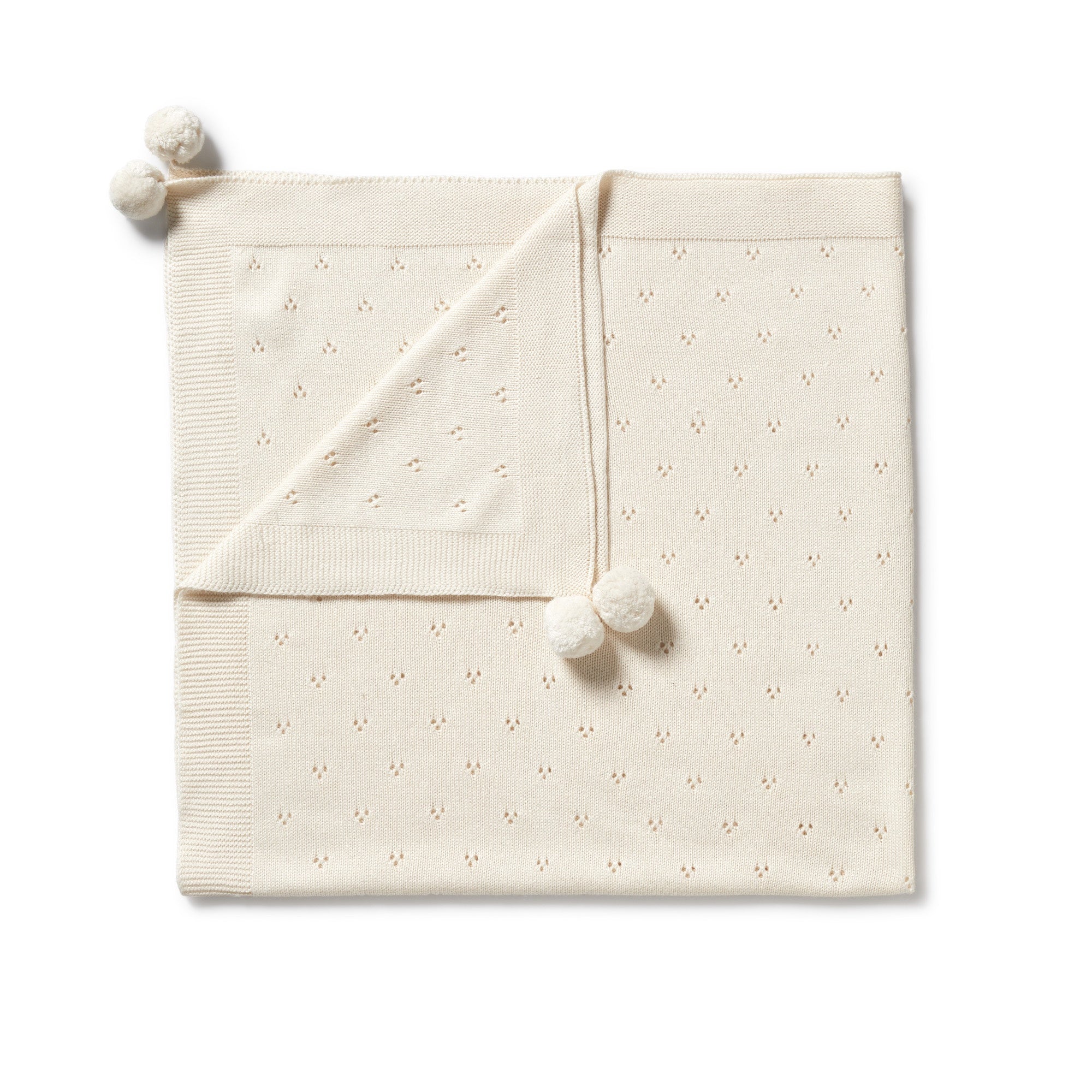 ECRU KNITTED POINTELLE BLANKET