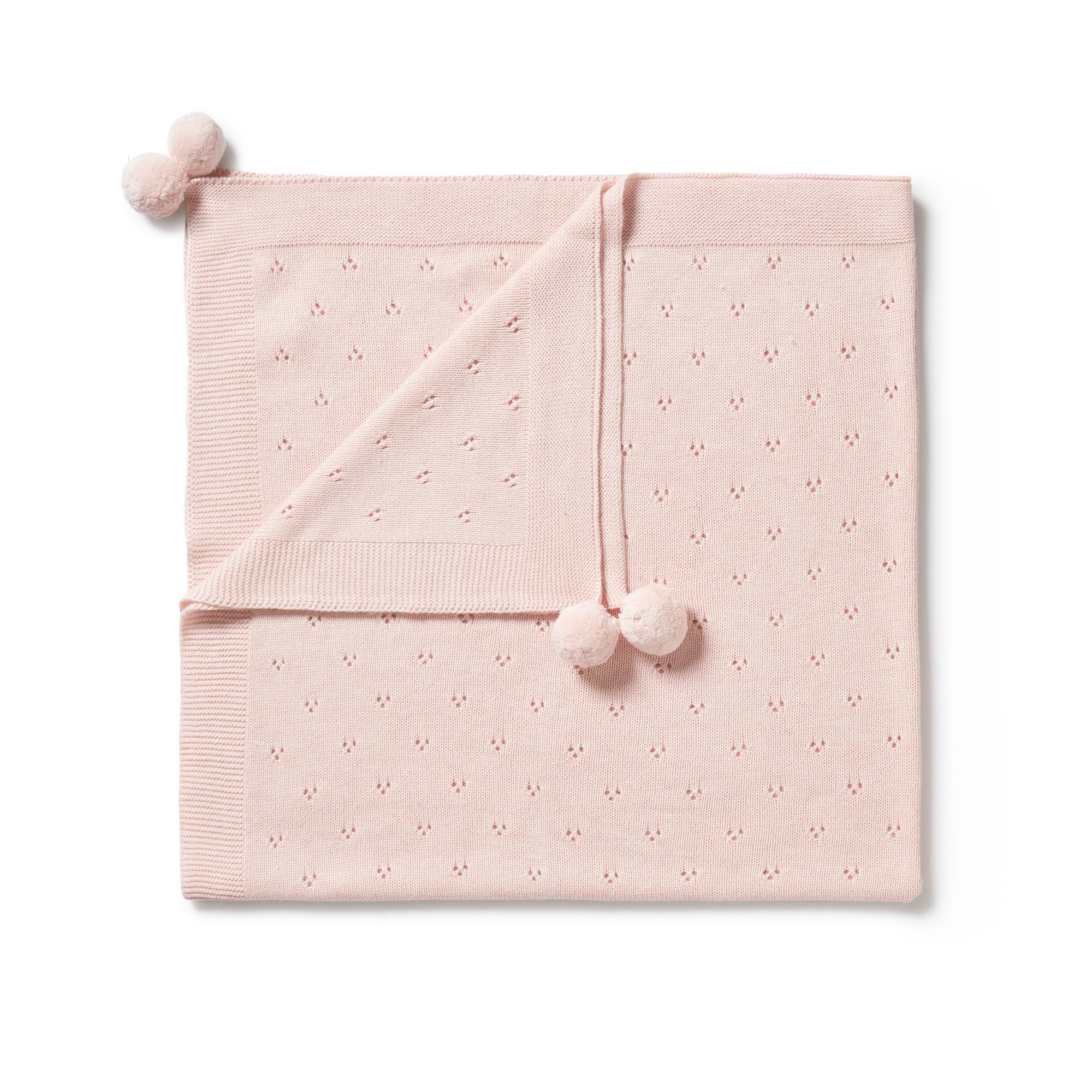 PINK KNITTED POINTELLE BLANKET