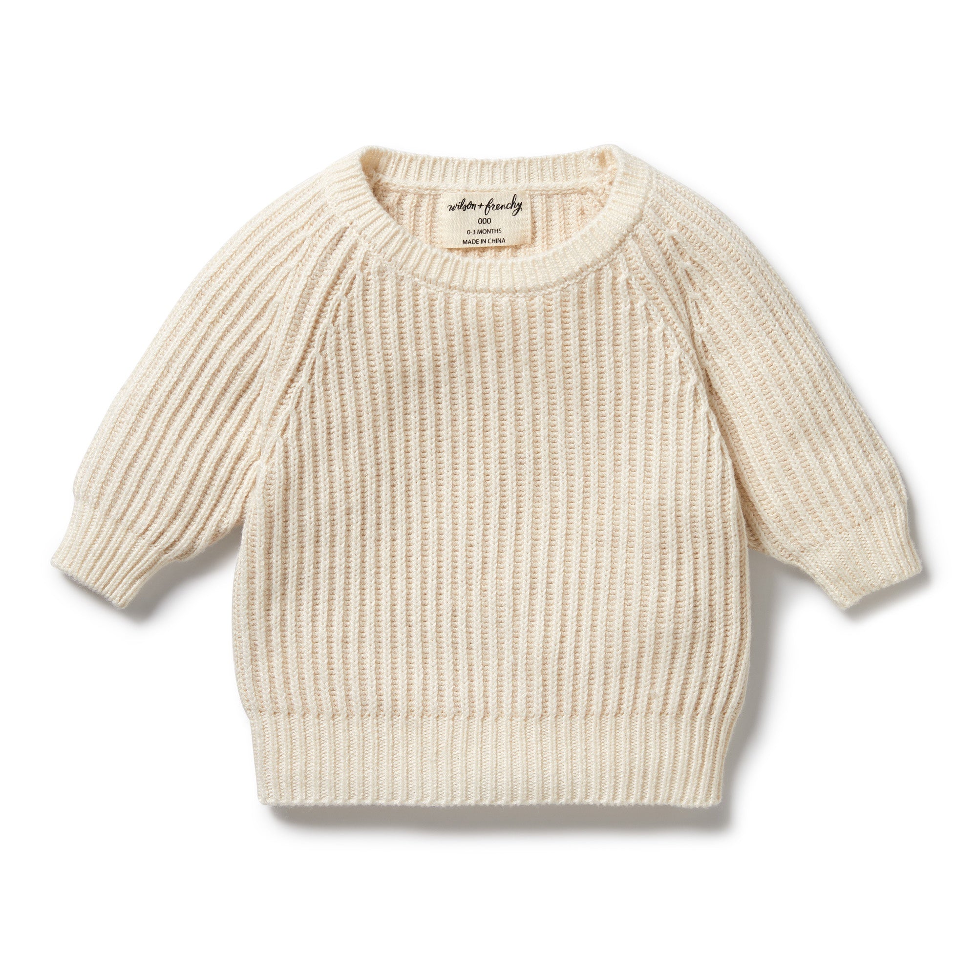 ECRU KNITTED RIBBED JUMPER