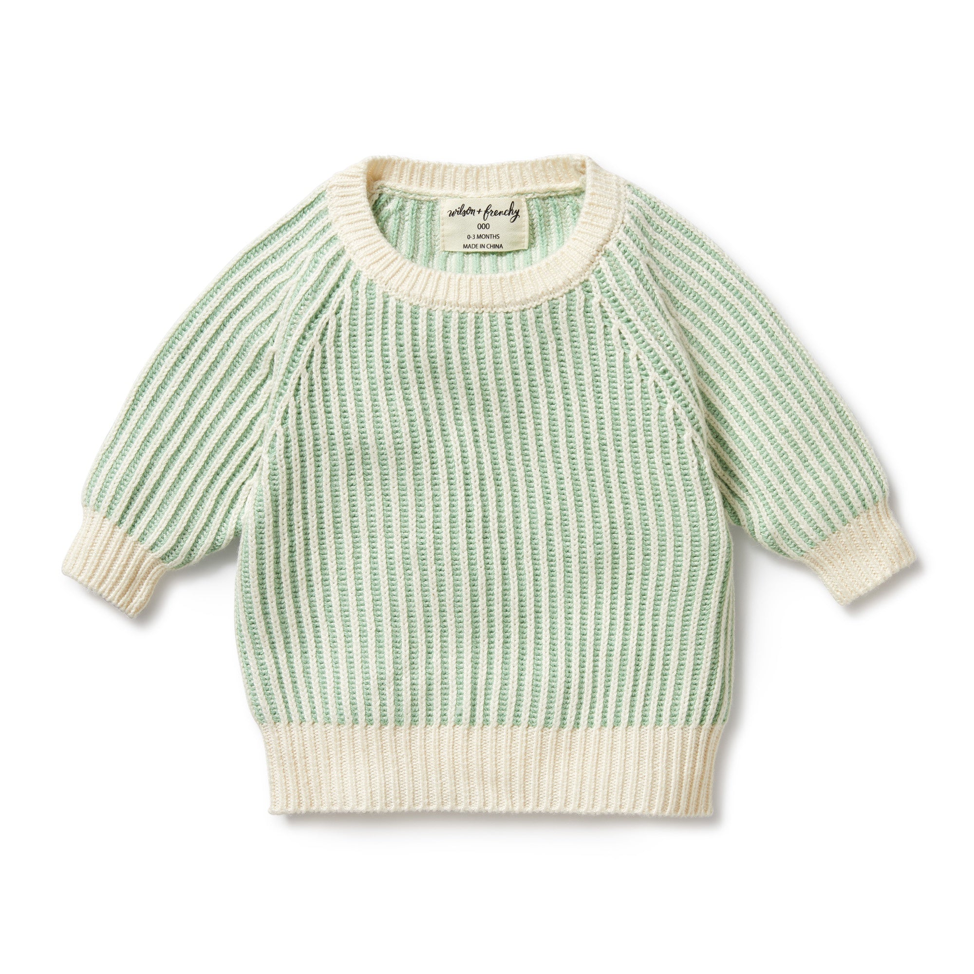 MINT GREEN KNITTED RIBBED JUMPER