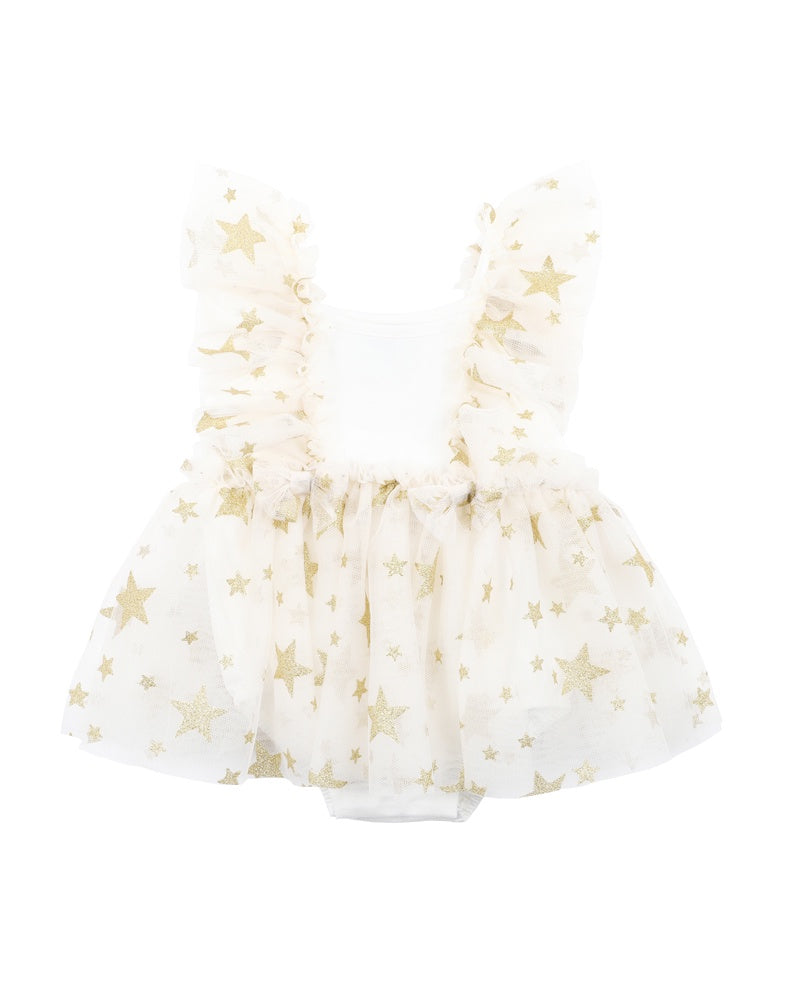 PARTY GLITTER STAR OVERLAY DRESS