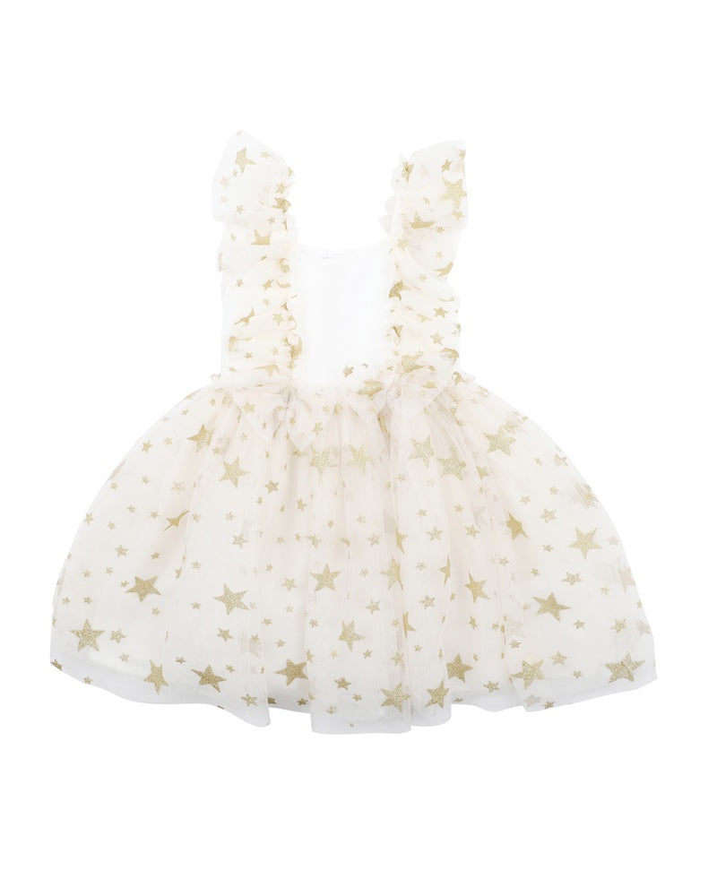 PARTY GLITTER STAR DRESS 3-7YRS