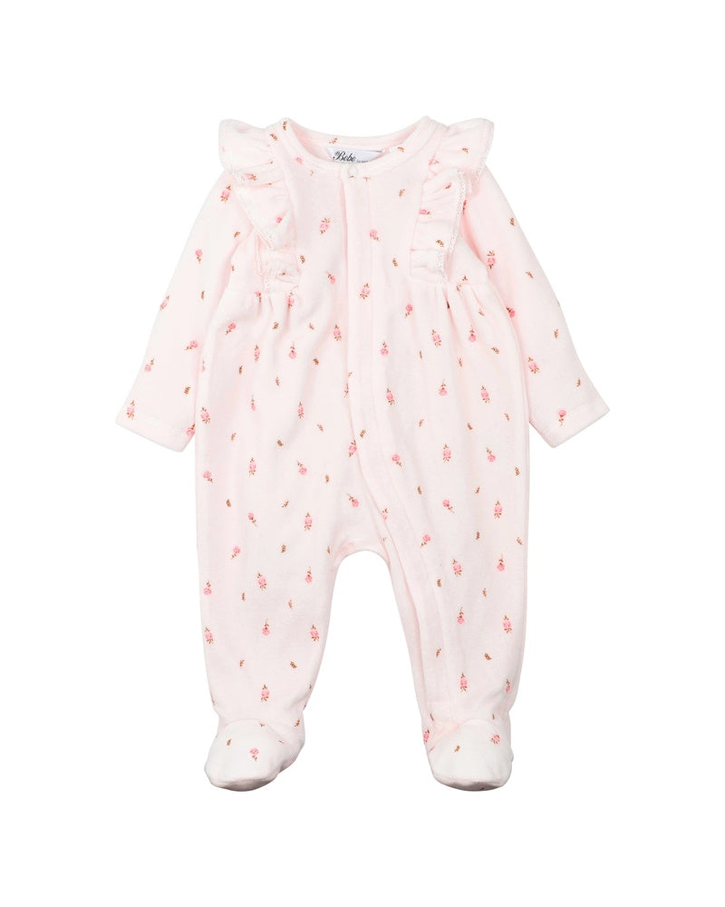 DOTTI DITSY PRINT VELOUR LS ONESIE