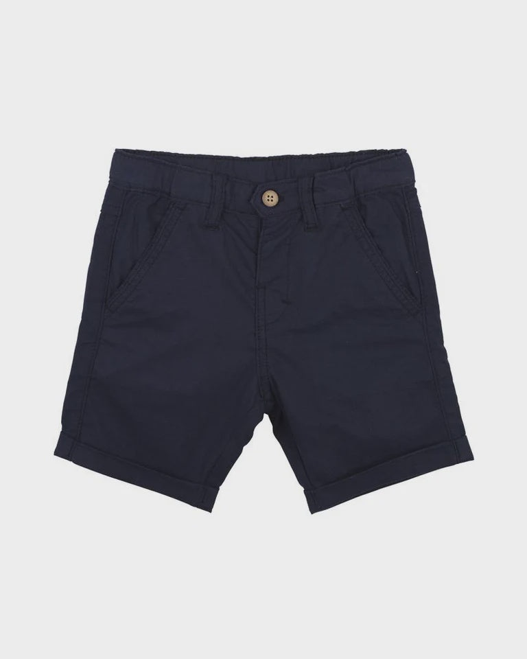 NAVY LINEN BLEND SHORTS 3-7YRS