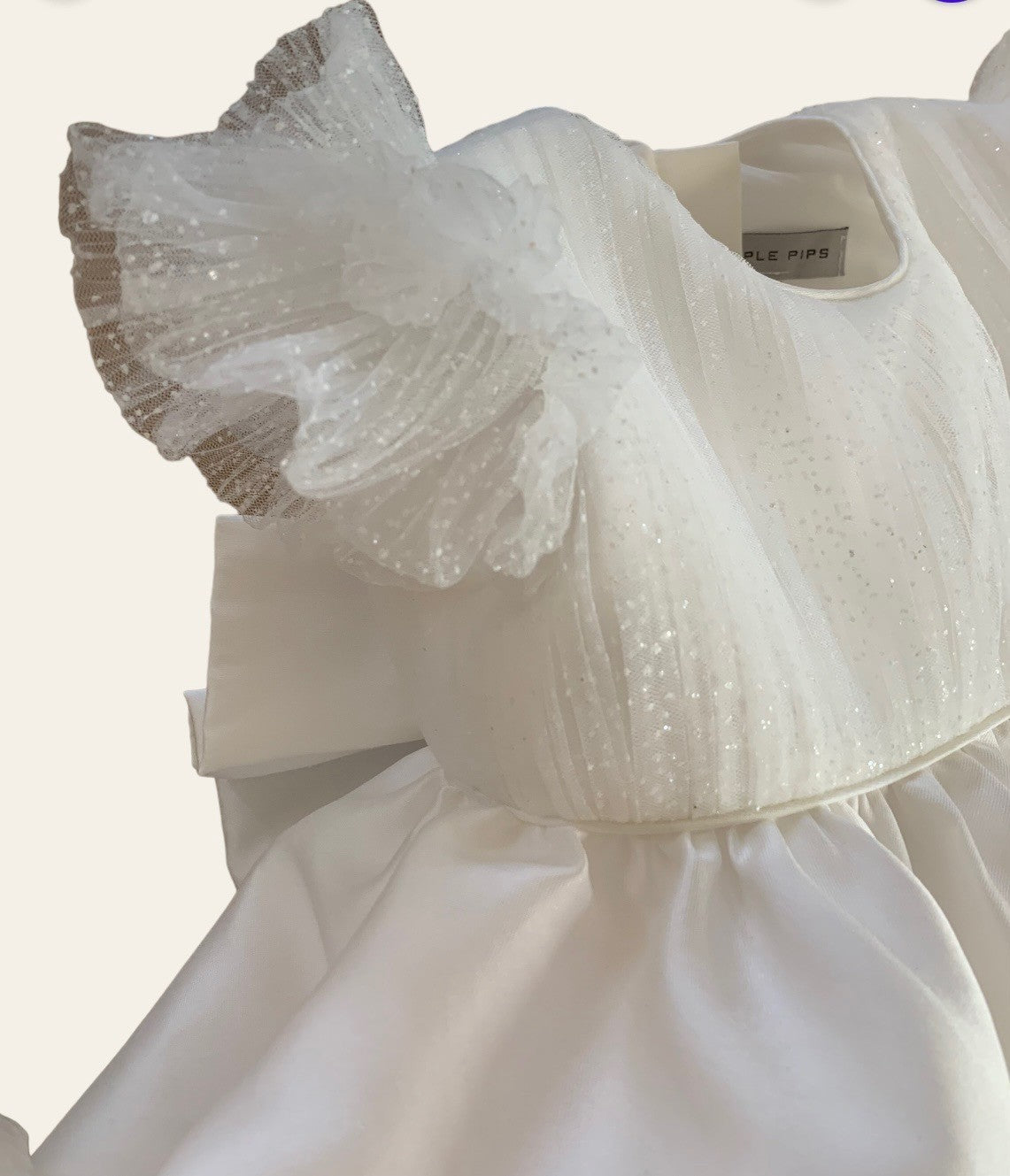 Gabriela Mikado Dress with a Pleated Tulle Top