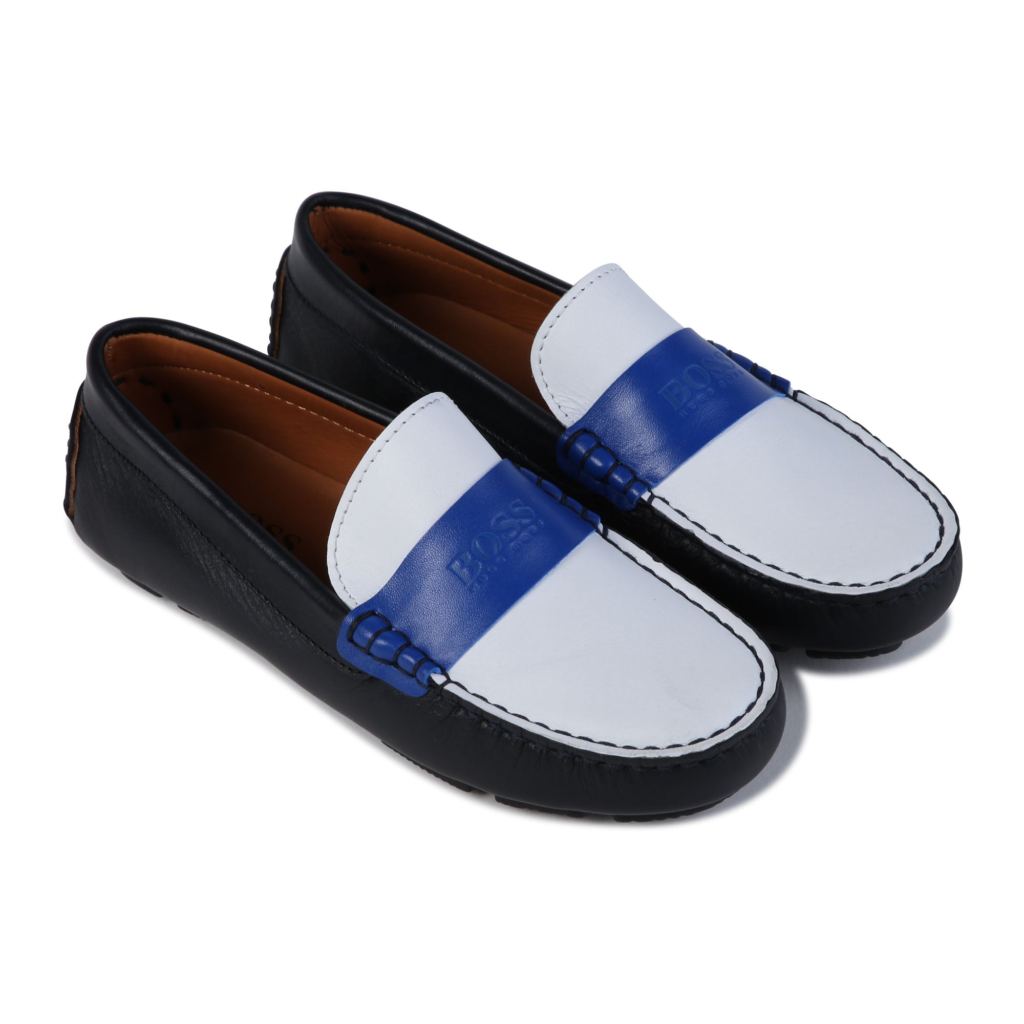 HUGO BOSS BLUE/WHITE MOCCASIN