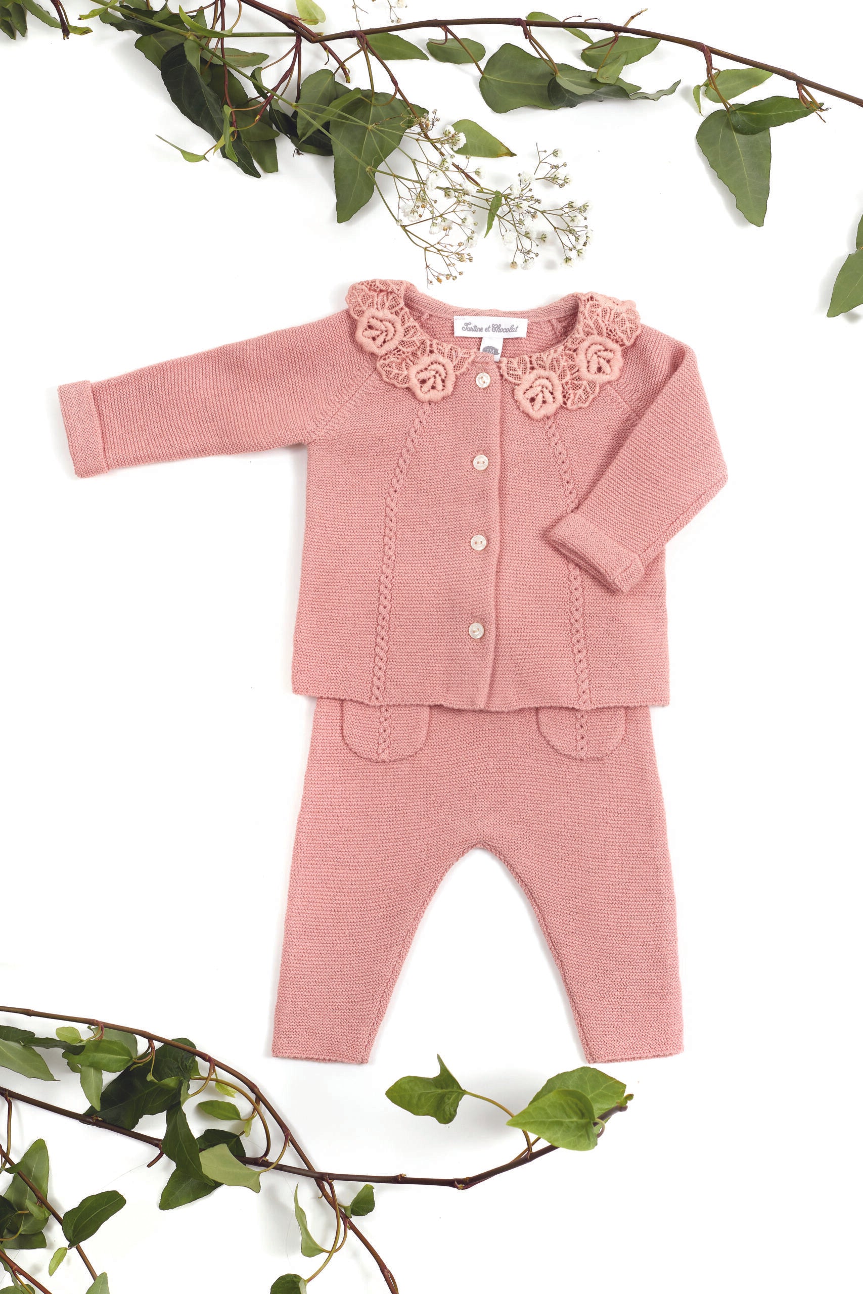 Tartine 2pce knitted set-Peche Colour