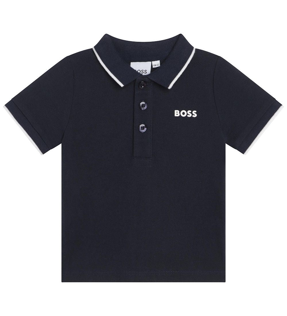 BOSS Short-sleeved cotton polo- NAVY