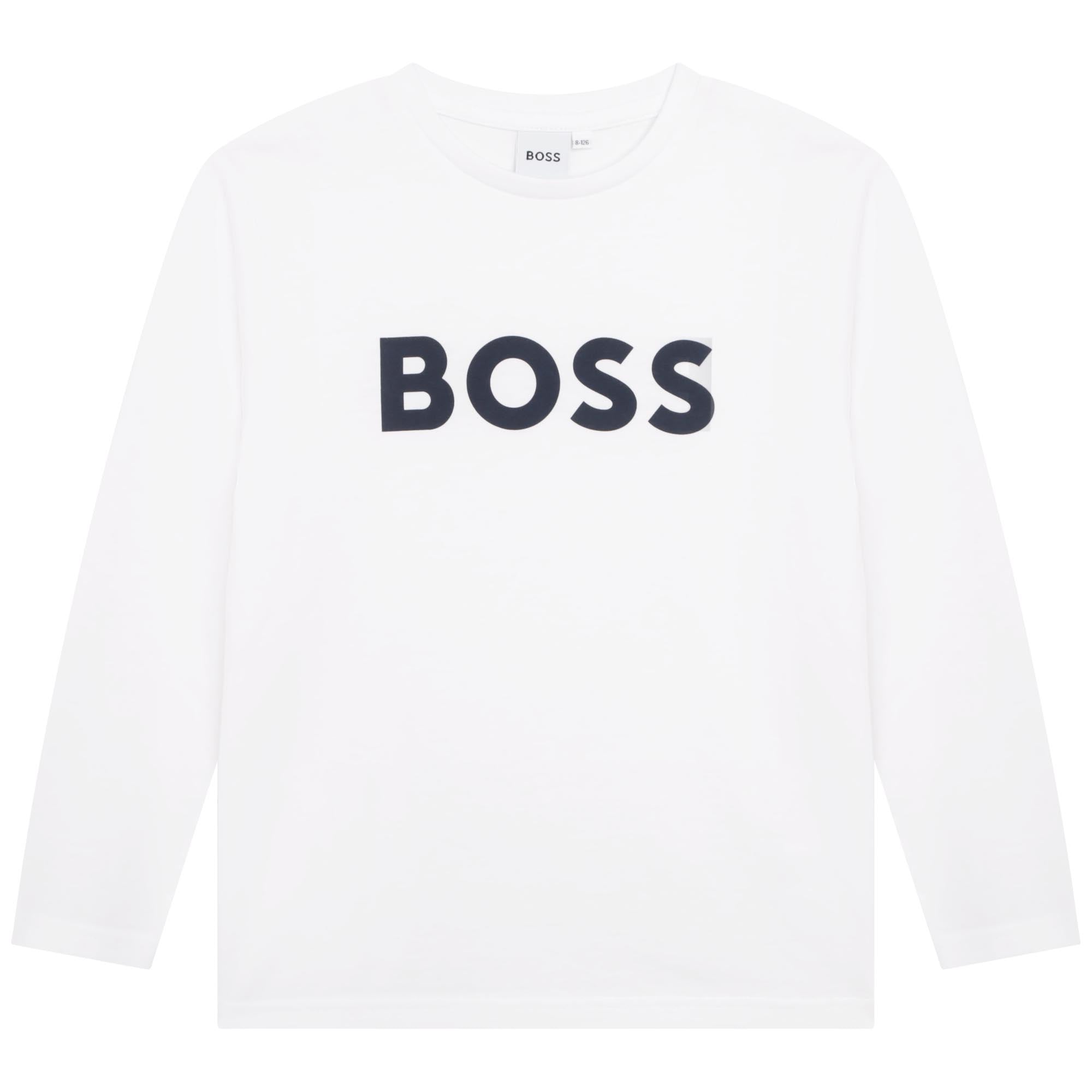 Boss Long-sleeved cotton T-shirt- White