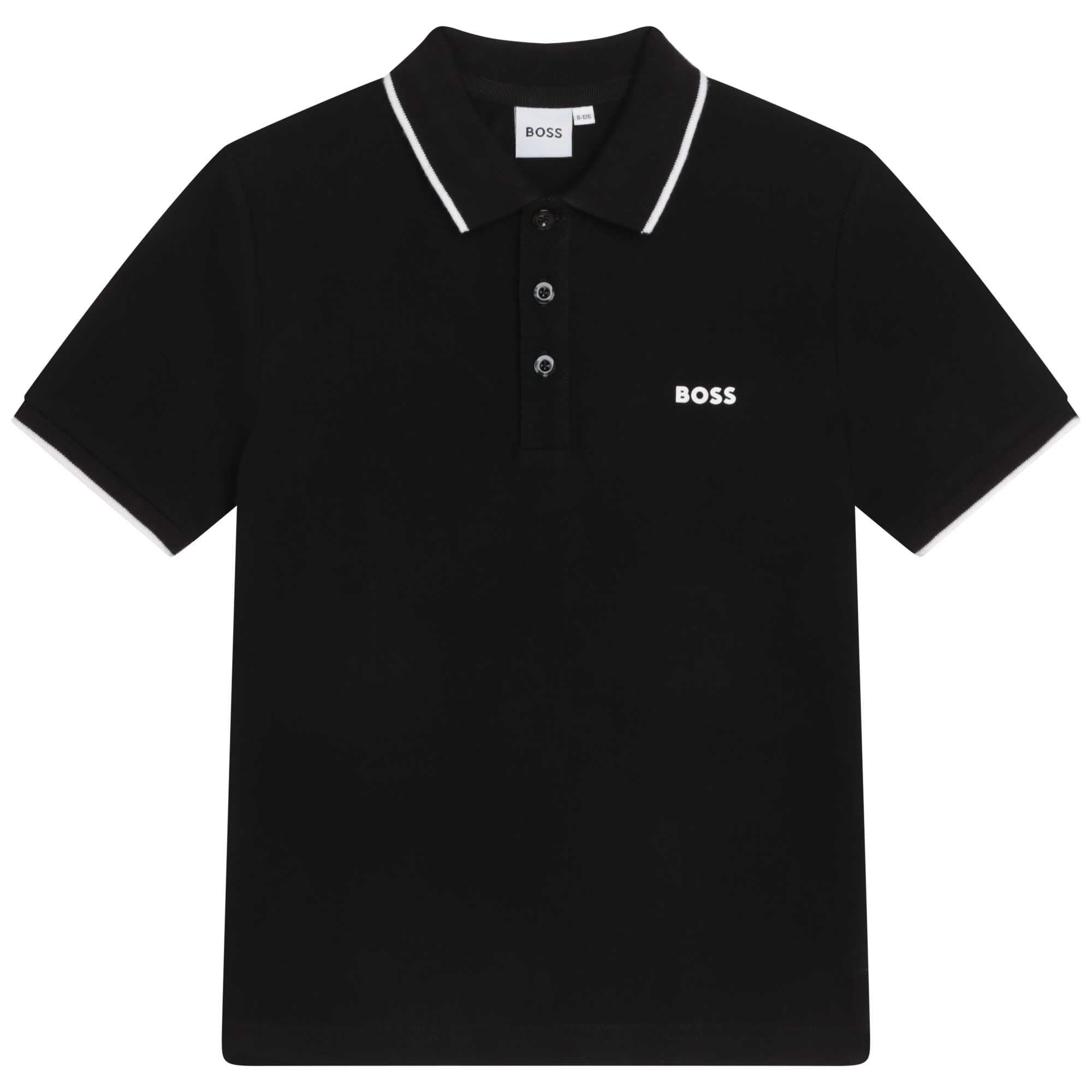 BOSS Short-sleeved cotton polo- BLACK